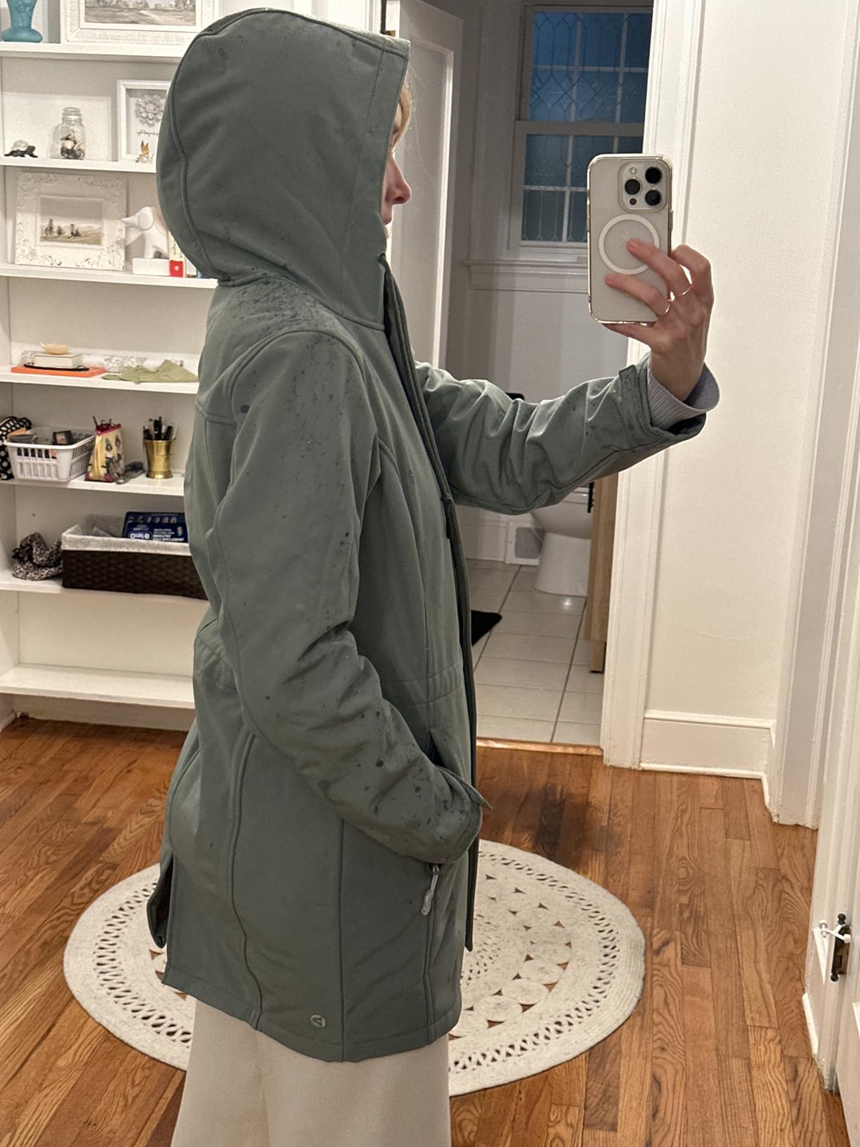 Outdoor Ventures Women's Lightweight Waterproof Fleece Lined Hooded Softshell Rain Jacket, Warm Windbreaker Long Coat customer photo 1