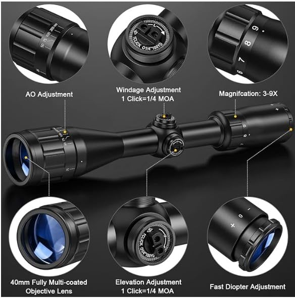 CVLIFE 3-9x40AO Rifle Scope Optics R4 Reticle Crosshair Scope with Mounts customer photo 1