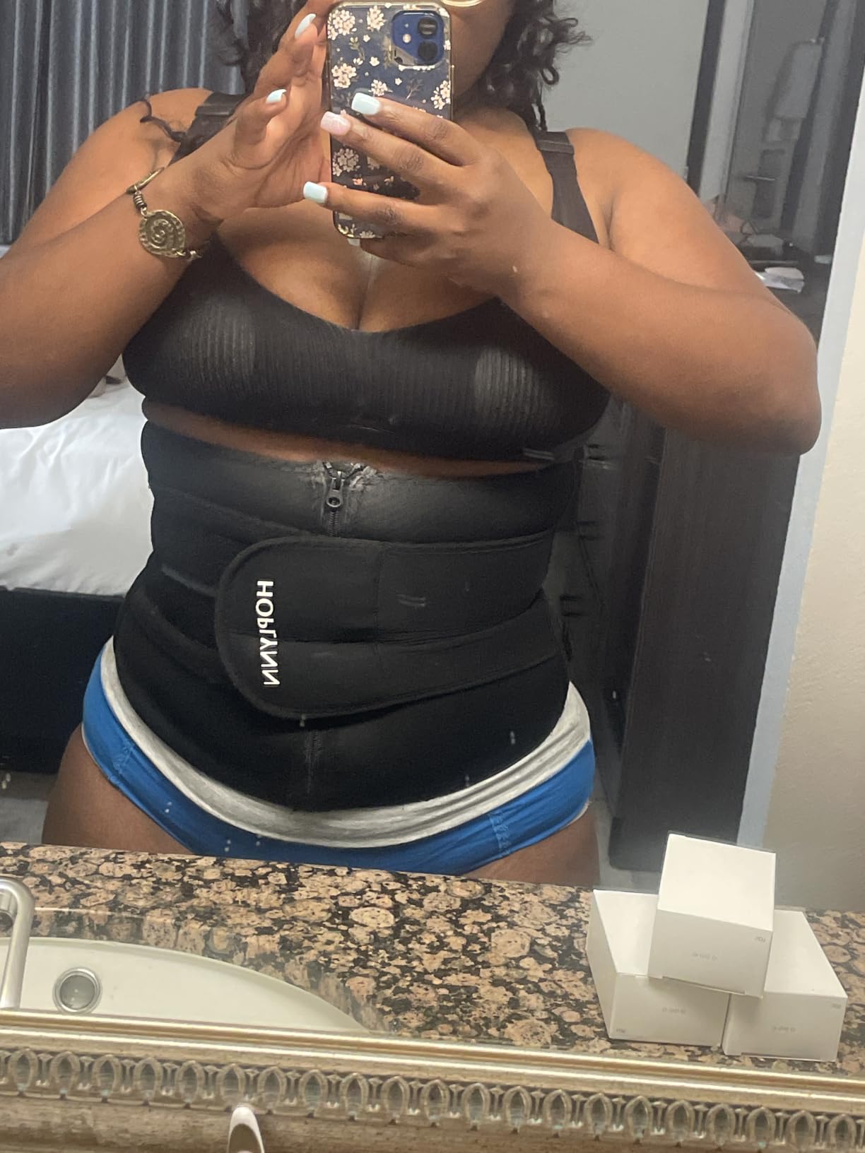 HOPLYNN Neoprene Sweat Waist Trainer Corset Trimmer Shaper Belt for Women customer photo 1