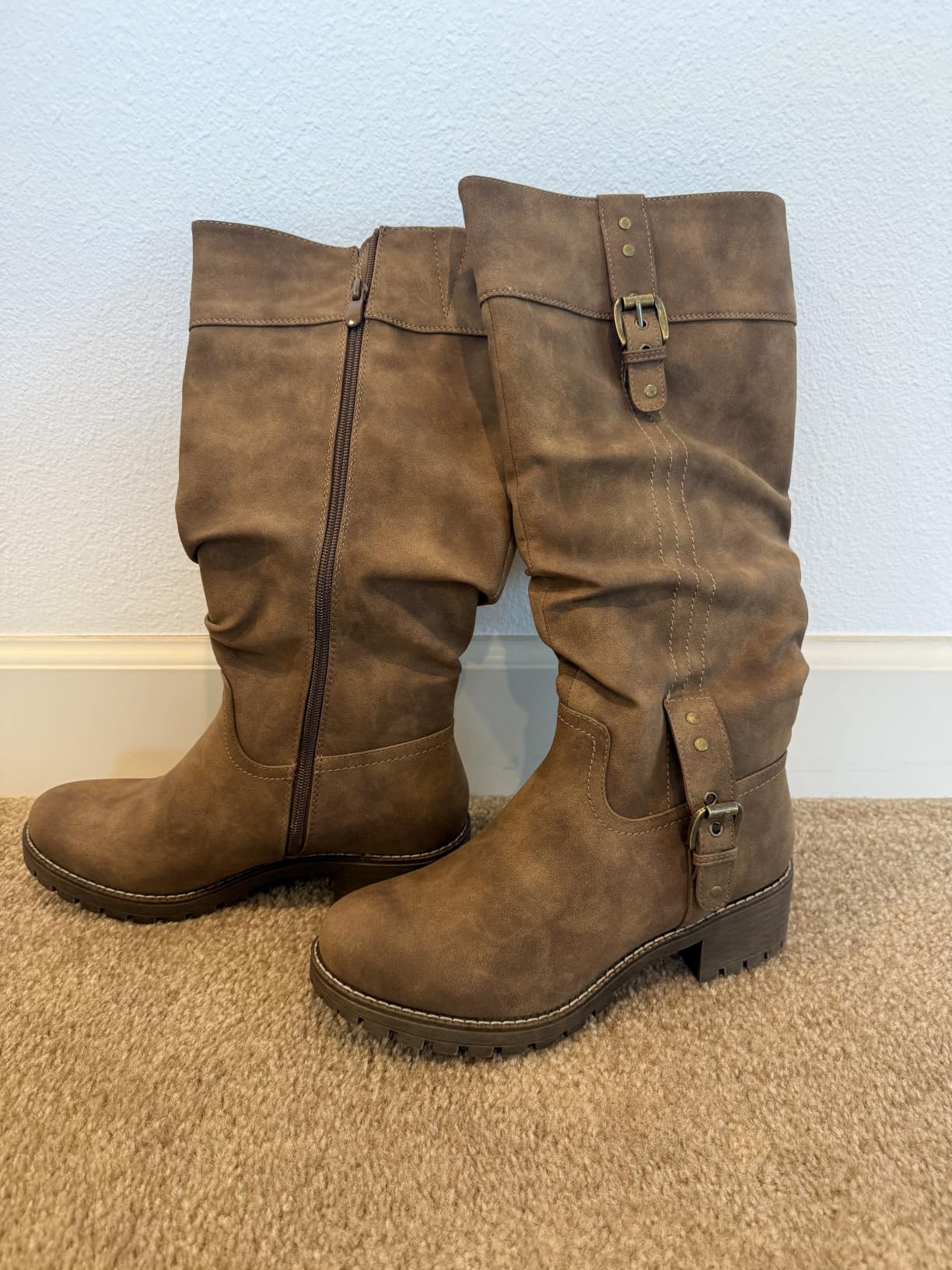 GLOBALWIN Women's Knee-High Riding Boots Tall Fashion Boots with Chunky Low Heel & Side Zipper customer photo 1