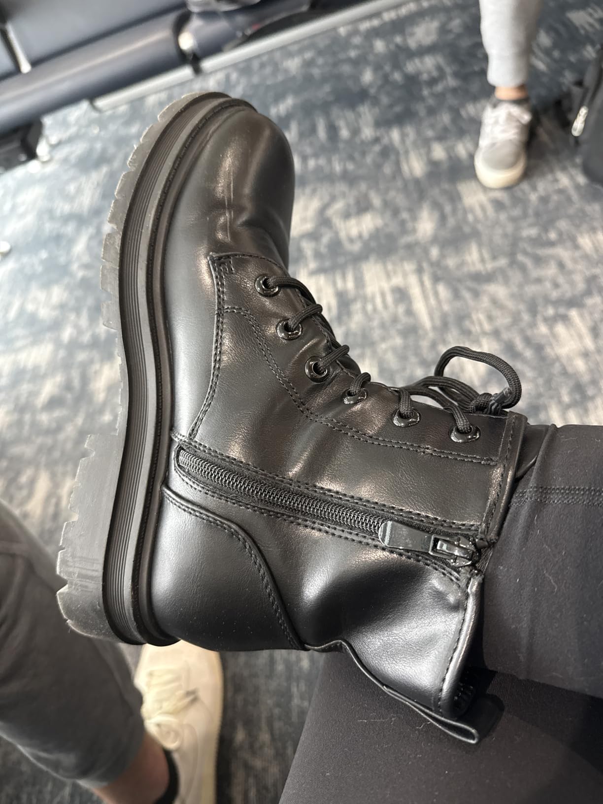 DREAM PAIRS Women's Combat Boots Lace-up Ankle Boots | Platform Side Zipper Lug Sole Boots, Low Chunky Heel Platform Fashion Booties Shoes, Short Booties customer photo 2
