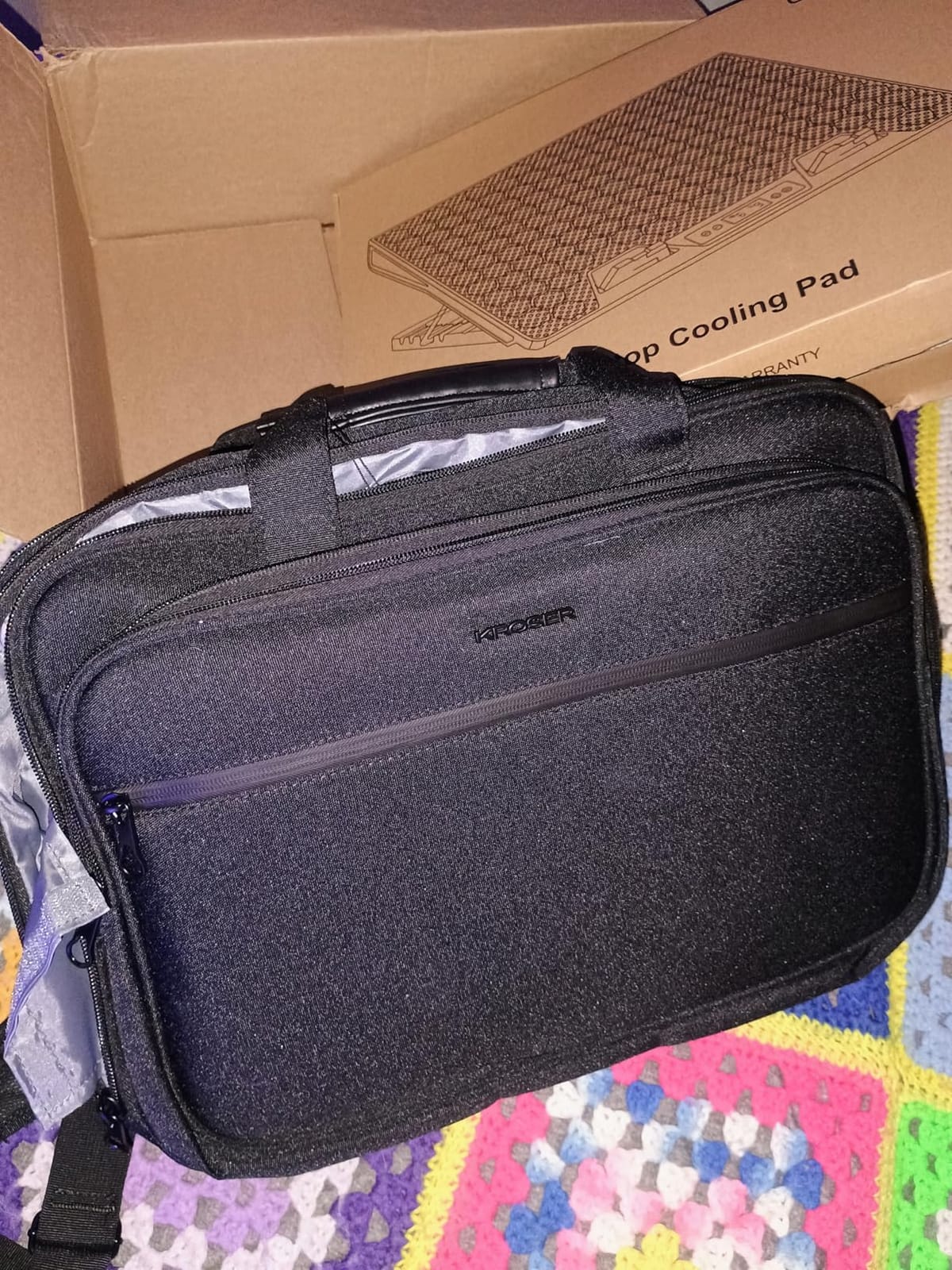 KROSER Laptop Bag Expandable Briefcase Computer Bag 17.3 Inch Black customer photo 1