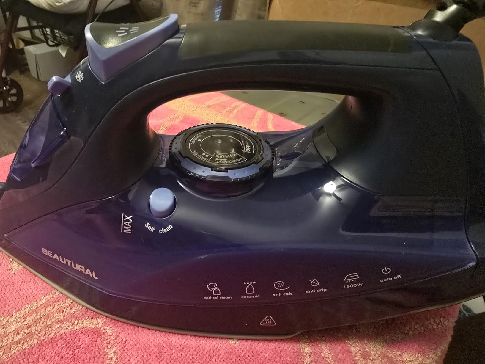 BEAUTURAL Steam Iron for Clothes with Ceramic-Coated Soleplate, 1500 Watts | Burst of Steam, 3-Way Auto-Off, Anti-Drip and Anti-Calcium, Self-Cleaning, Easy Temperature Control, Pefect for Home Use customer photo 2