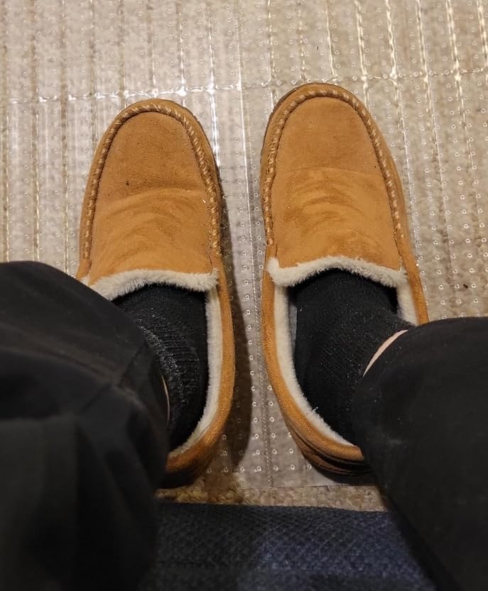 Lulex Moccasins for Men House Slippers Indoor Outdoor Plush Mens Bedroom Shoes with Hard Sole customer photo 1