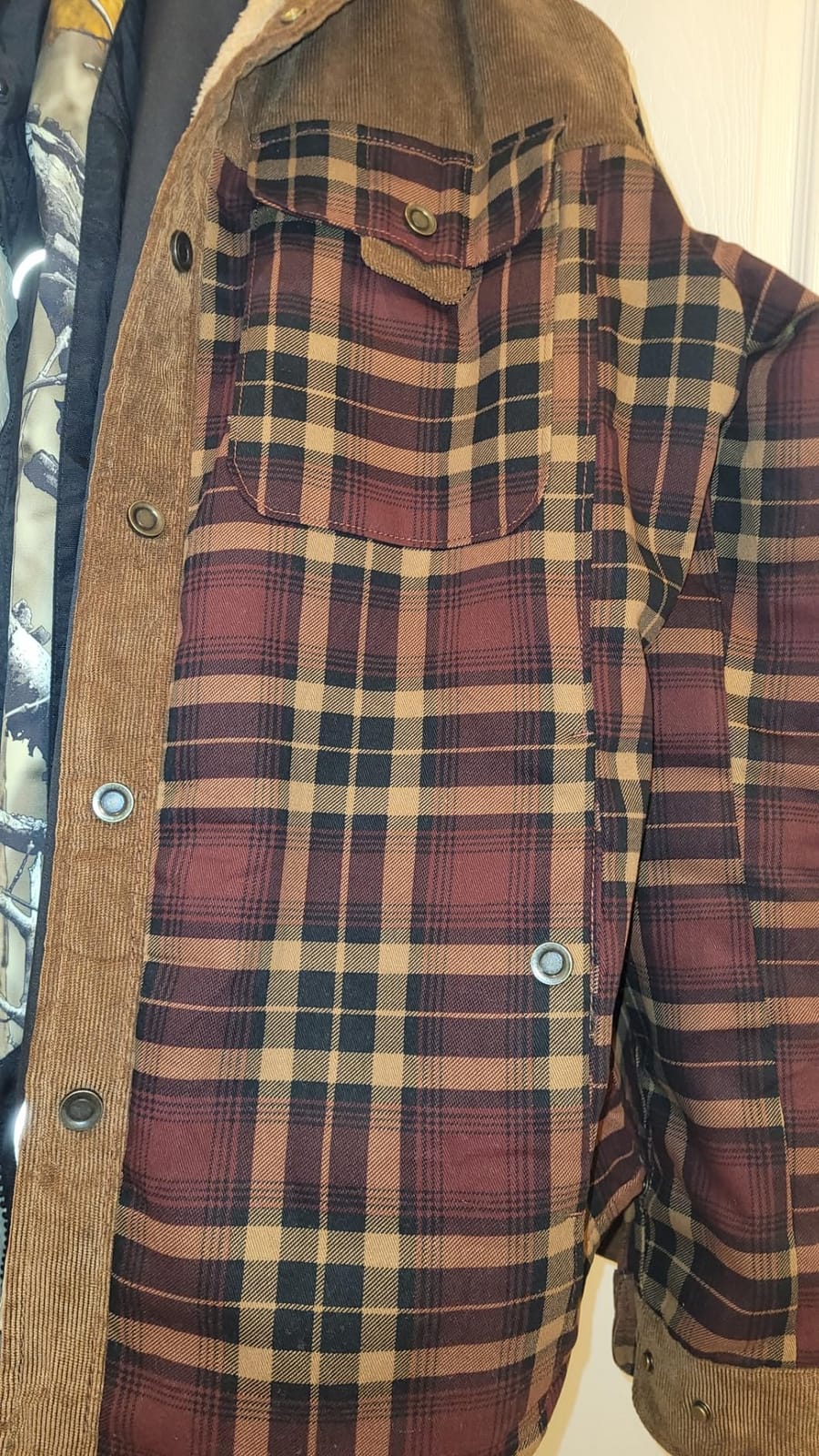 Flygo Men's Sherpa Lined Plaid Flannel Shirt Jacket Snap Button Warm Winter Jacket with Pockets customer photo 1