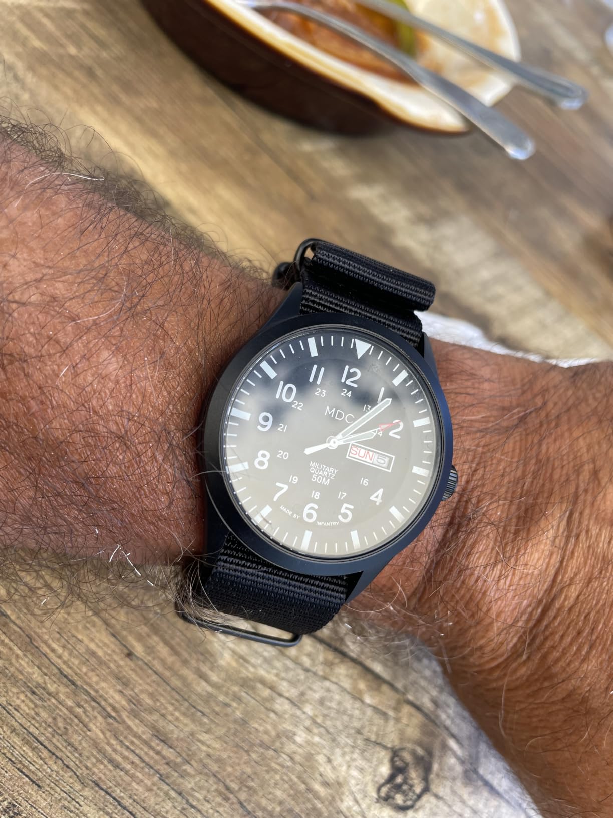 Infantry MDC Mens Military Field Watch, 12/24H Day Date, Waterproof Nylon customer photo 2