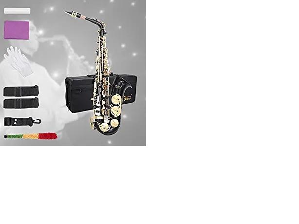 Glarry Student Alto Eb E-flat SAX Saxophone Gold Lacquer SAX Beginners Kit with Case, Reeds,Mouth Piece, Soft Cleaning Cloth and Rod,Gloves (Black) customer photo 1