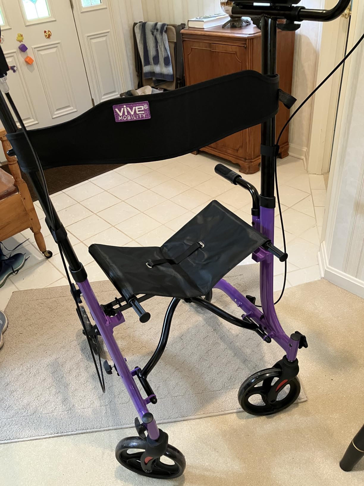 Vive Mobility Upright Walker with Seat - Stand Up Rollator, Arm Rests | Heavy Duty, Folding Medical Aid Scooter for Elderly, Seniors - Walking Assist, Foldable Transport Chair - 300 lb Capacity customer photo 1