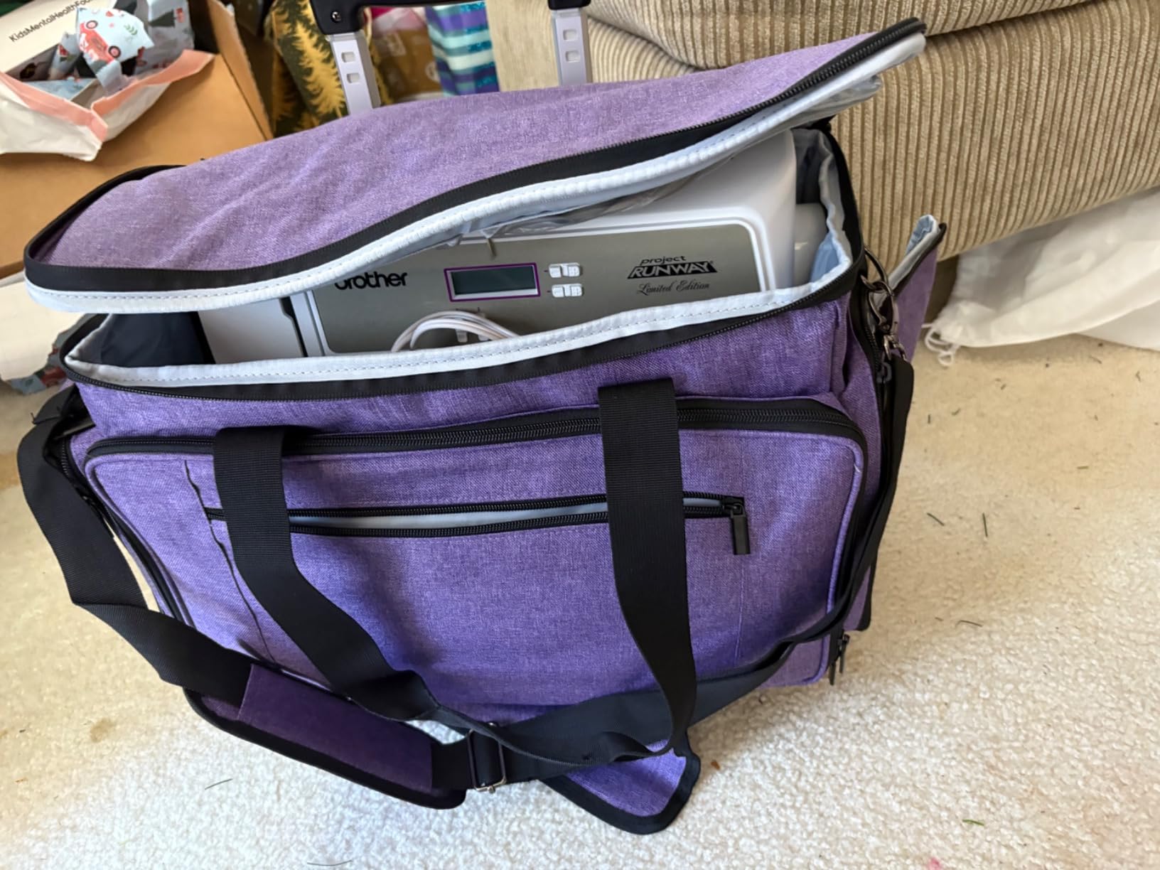 LUXJA Sewing Machine Case with Detachable Dolly, Gray Dots customer photo 1