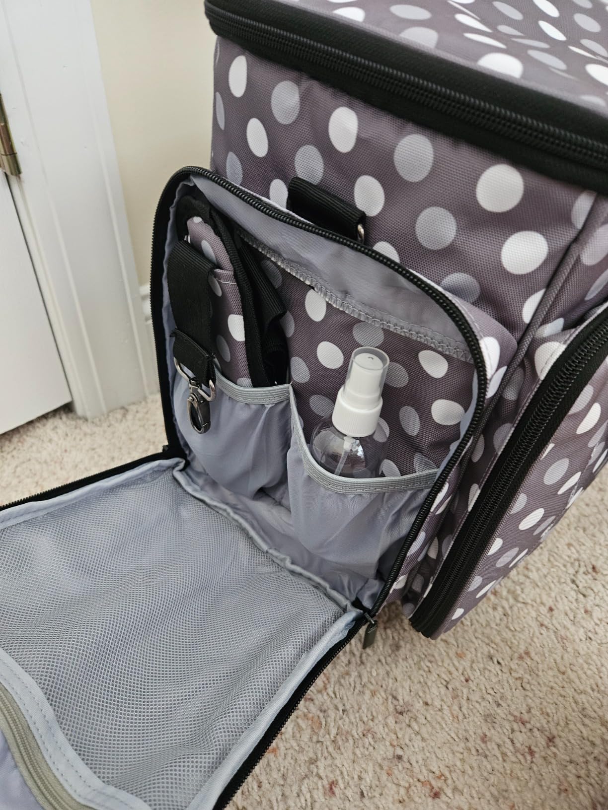 LUXJA Sewing Machine Case with Detachable Dolly, Gray Dots customer photo 2
