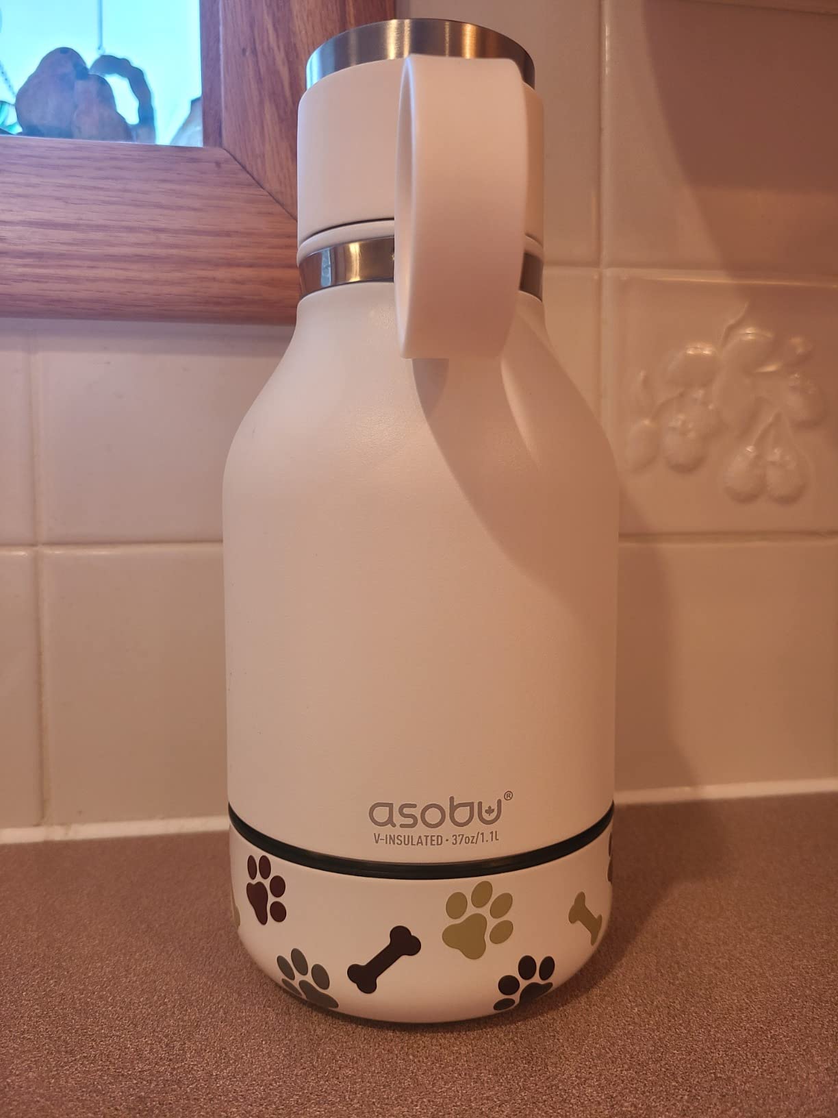 Asobu Dog Bowl Attached to Stainless Steel Insulated Travel Bottle for Human 37oz/1.1 Liter (Blue) customer photo 1