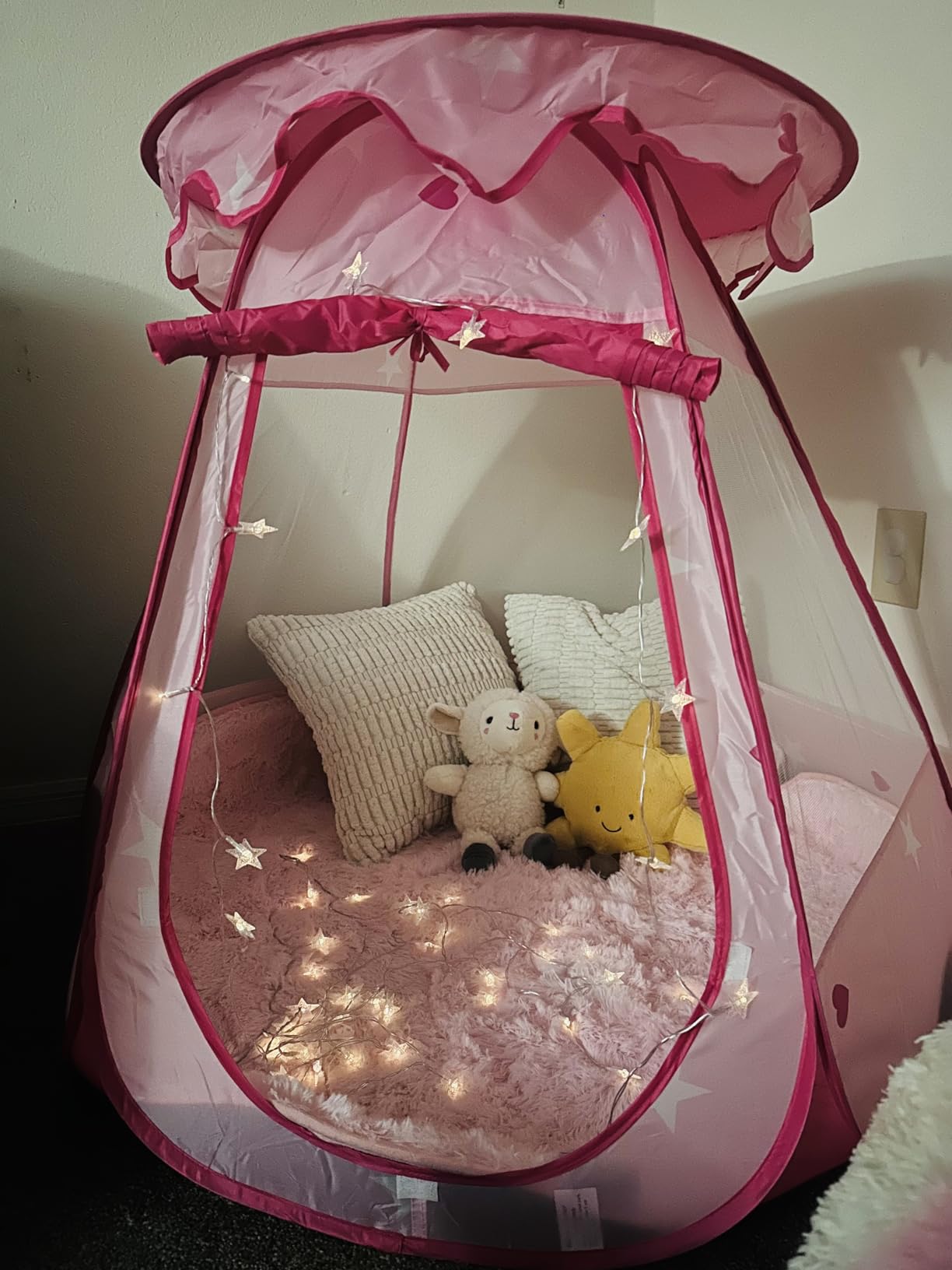 Crayline Pop Up Princess Tent with Star Light, Toys for Year Old Girl Birthday Gift, Girl Toys, Ball Pit for Girl Gift, Easy to Pop Up and Assemble(Pink) customer photo 2