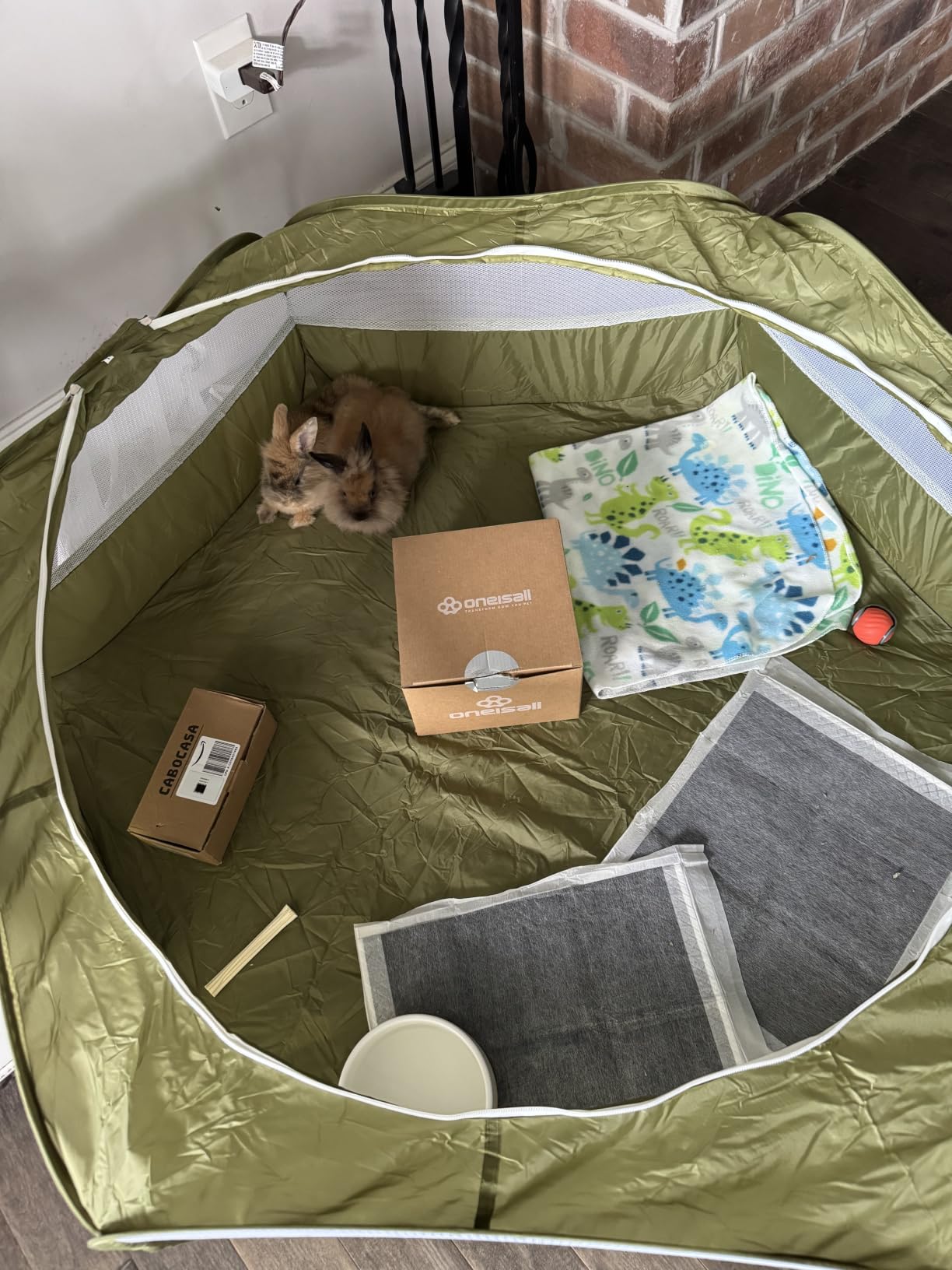 Pawaboo Small Animal Playpen with Zippered Cover,Green customer photo 1