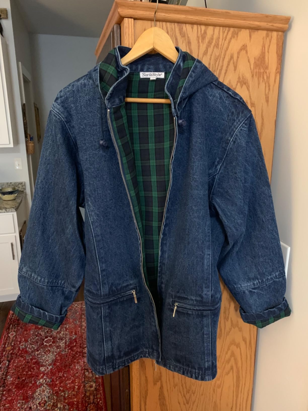 SAGEFINDS Women's Flannel Lined Denim Jacket | Detachable Hood | Zip Front and Side Pockets | 100% Cotton customer photo 1