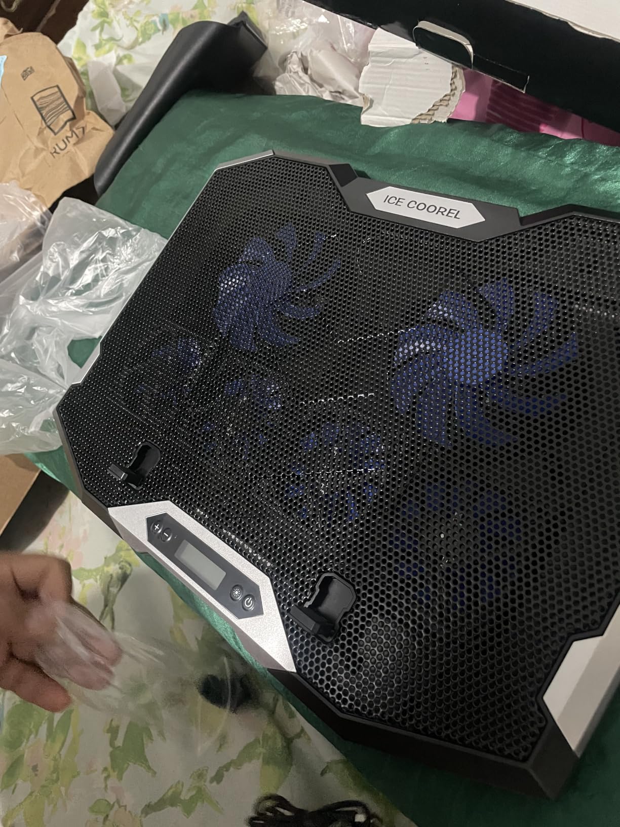 ICE COOREL Gaming Laptop Cooling Pad 15-17.3 Inch, Laptop Fan with 6 RGB Cooling Fans, Laptop Cooling Stand with 6 Height Adjustable, Laptop Cooler with LCD Screen, 2 USB Ports, Phone Stand customer photo 2
