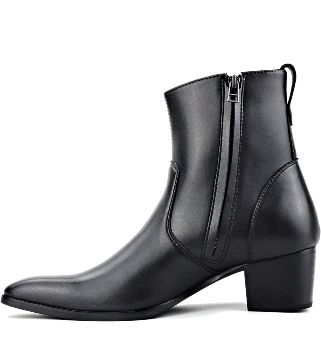 OSSTONE Men Chelsea Ankle Boots Leather Microfiber Chukka Designer Boots with Side Zipper Heel Dress Boots JY016 customer photo 2