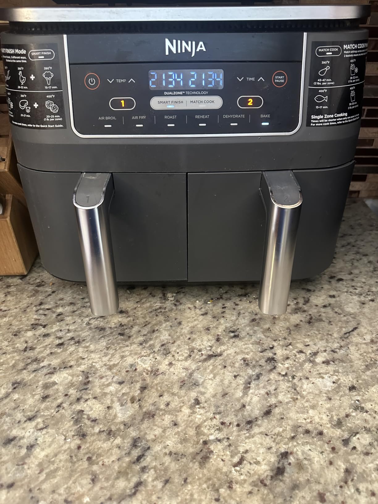 Ninja Foodi Air Fryer, 8 Qt DualZone, 6-in-1, Grey, DZ201 | Air fry, roast, broil, bake, reheat, dehydrate, 2 independent baskets, Smart Finish, Match Cook customer photo 2