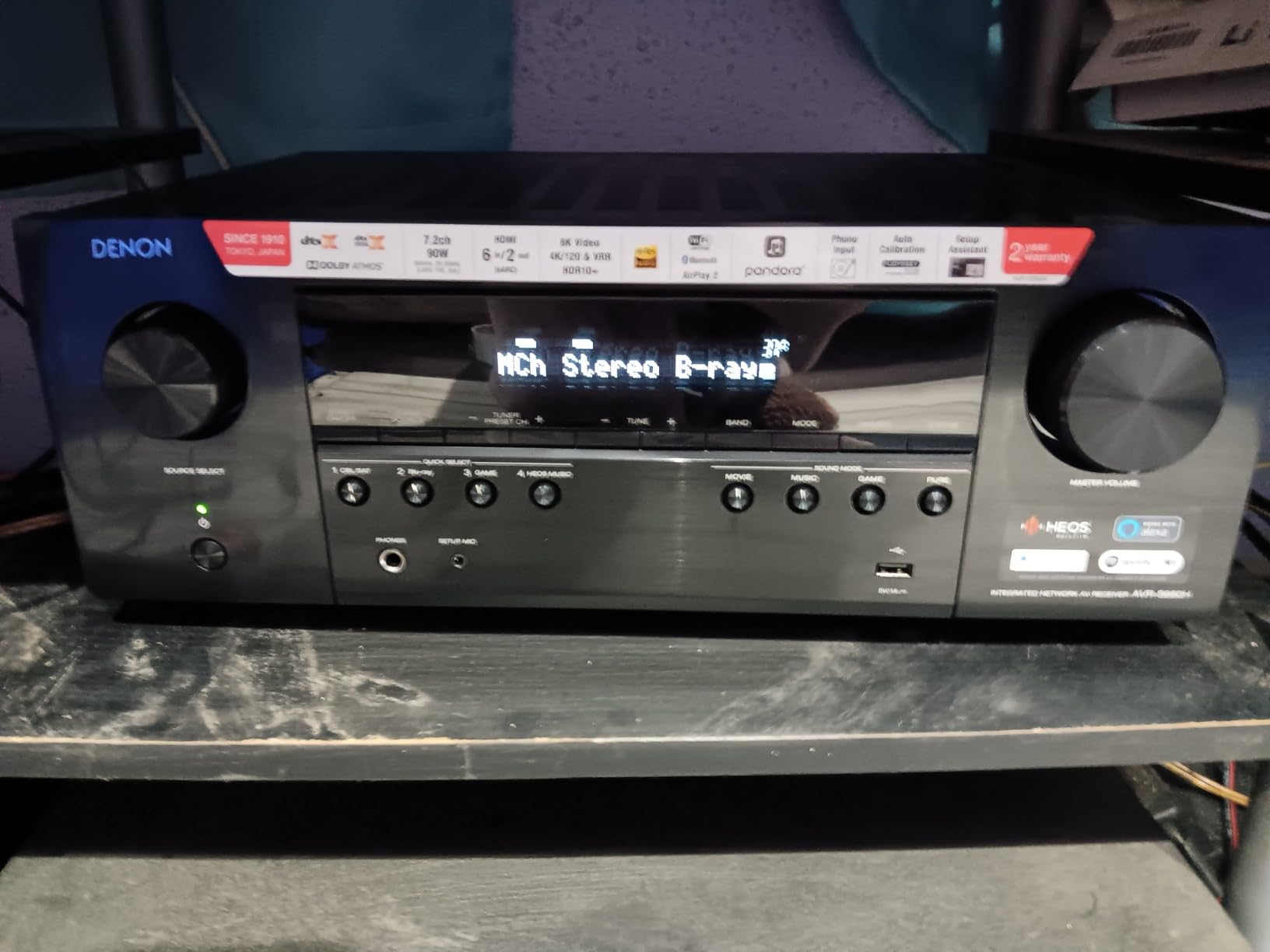 Denon AVR-S960H 8K Ultra HD 7.2 Channel (90Watt X 7) AV Receiver, Black customer photo 1