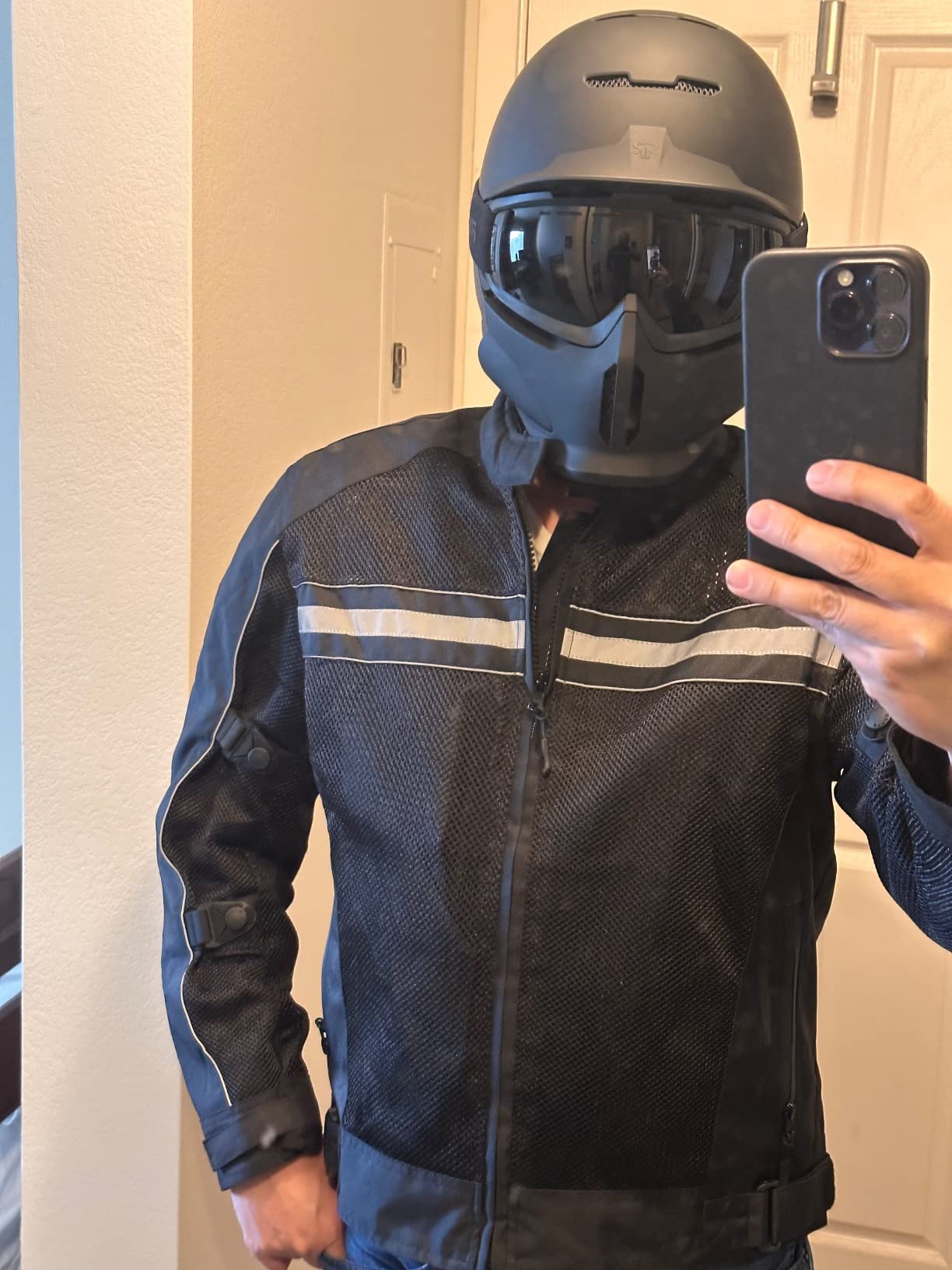 WICKED STOCK Motorcycle Jacket - CE Level1 Reflective Summer Biker Jacket with Adjustable Cuffs & Waist Belt - Lightweight & Comfortable Mesh Motorcycle Jacket with Armor for Men customer photo 1