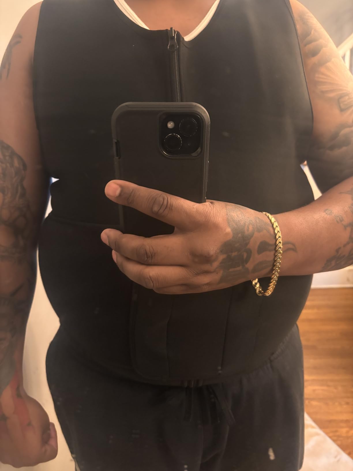 Cimkiz Men's Waist Trainer Sauna Suit Shirt, Gym & Exercise Compression Vest, Sweat-Boosting Workout Top customer photo 1