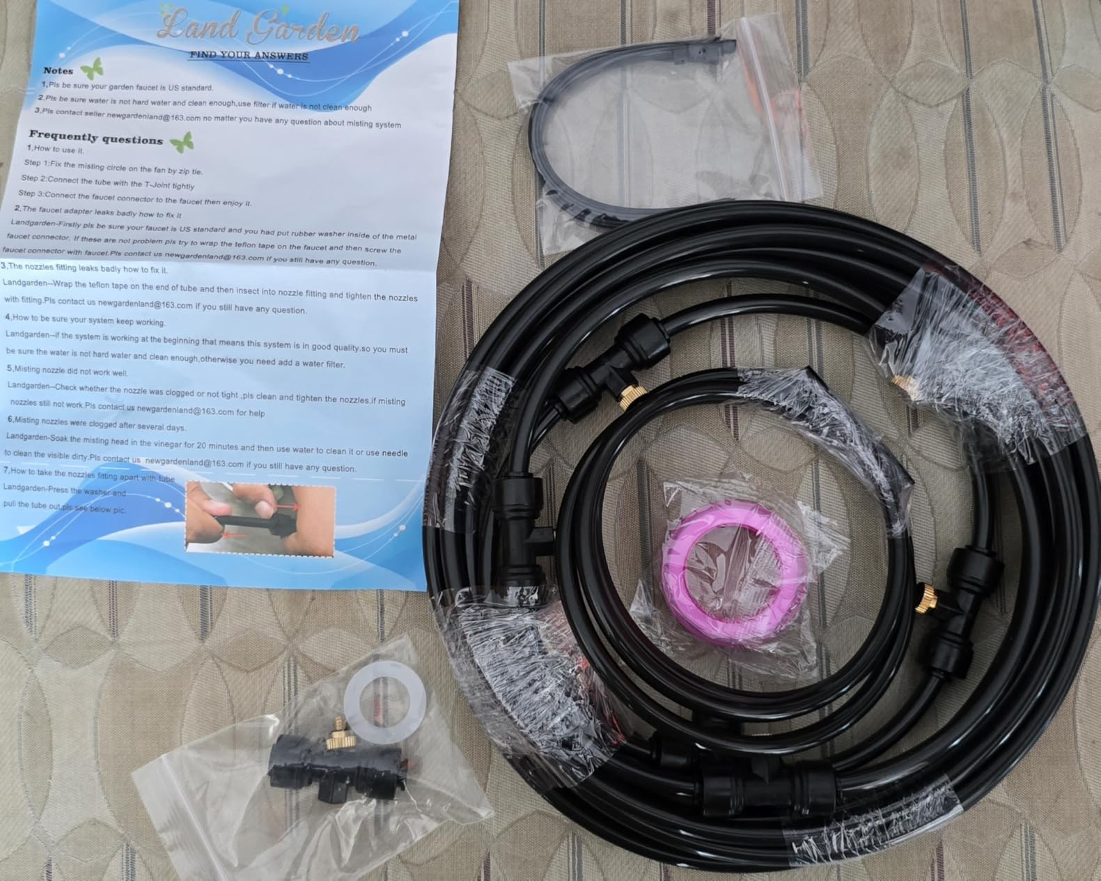 Outdoor Misting Fan Kit for a Cool Patio Breeze,Water Mister Spray for Cooling Outdoor,19.36FT (5.9M) Misting Line + 5 Brass Mist Nozzles + a Brass Adapter(3/4) Fit to Any Outdoor Fan customer photo 1