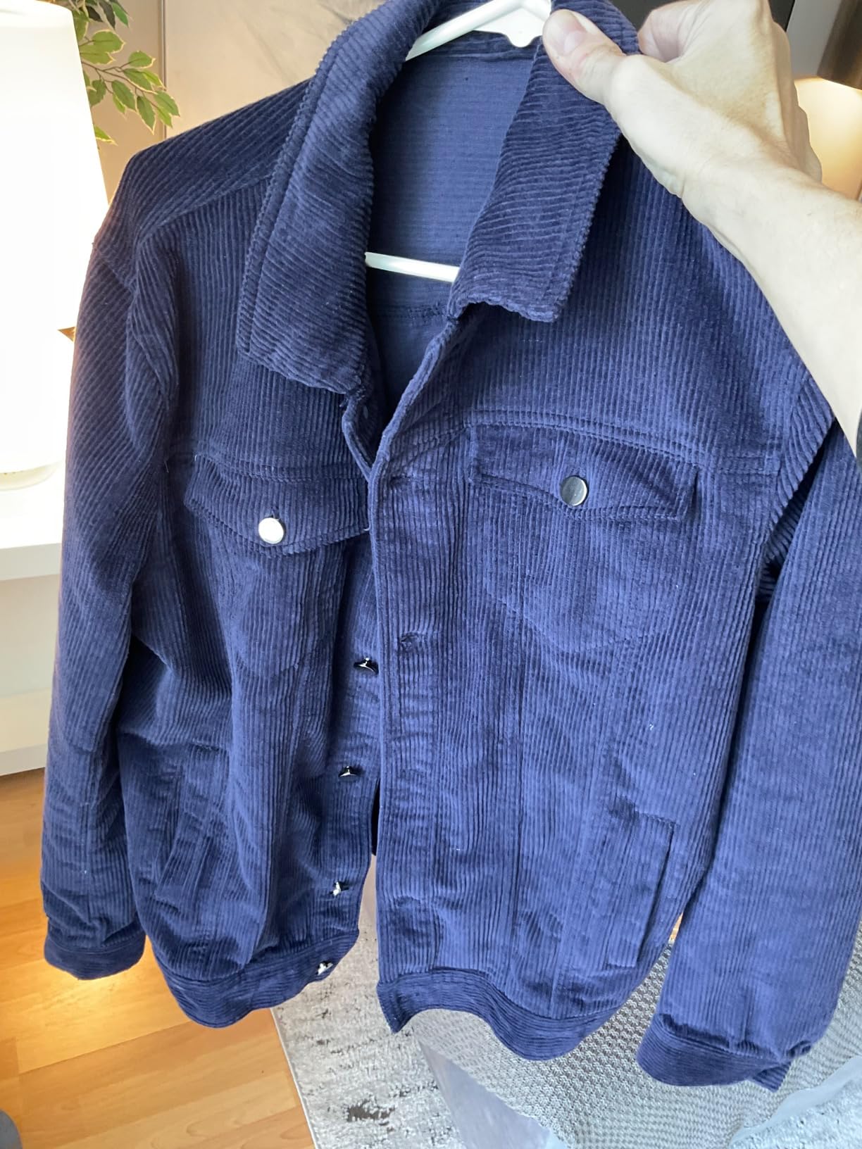 Pretifeel Mens Corduroy Trucker Jacket Slim Fit Button Down Winter Coat customer photo 1