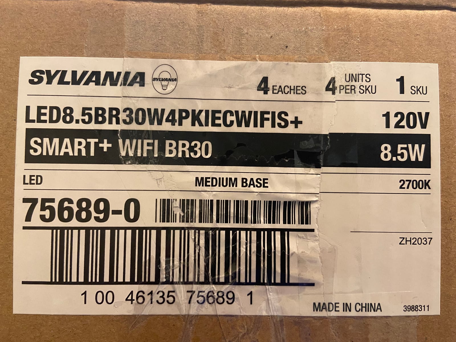 Sylvania WiFi LED Smart Light Bulb, 65W Equivalent Full Color and Tunable White BR30, Dimmable, Works with Alexa and Google Home Only - 4 Pack (75688) customer photo 2