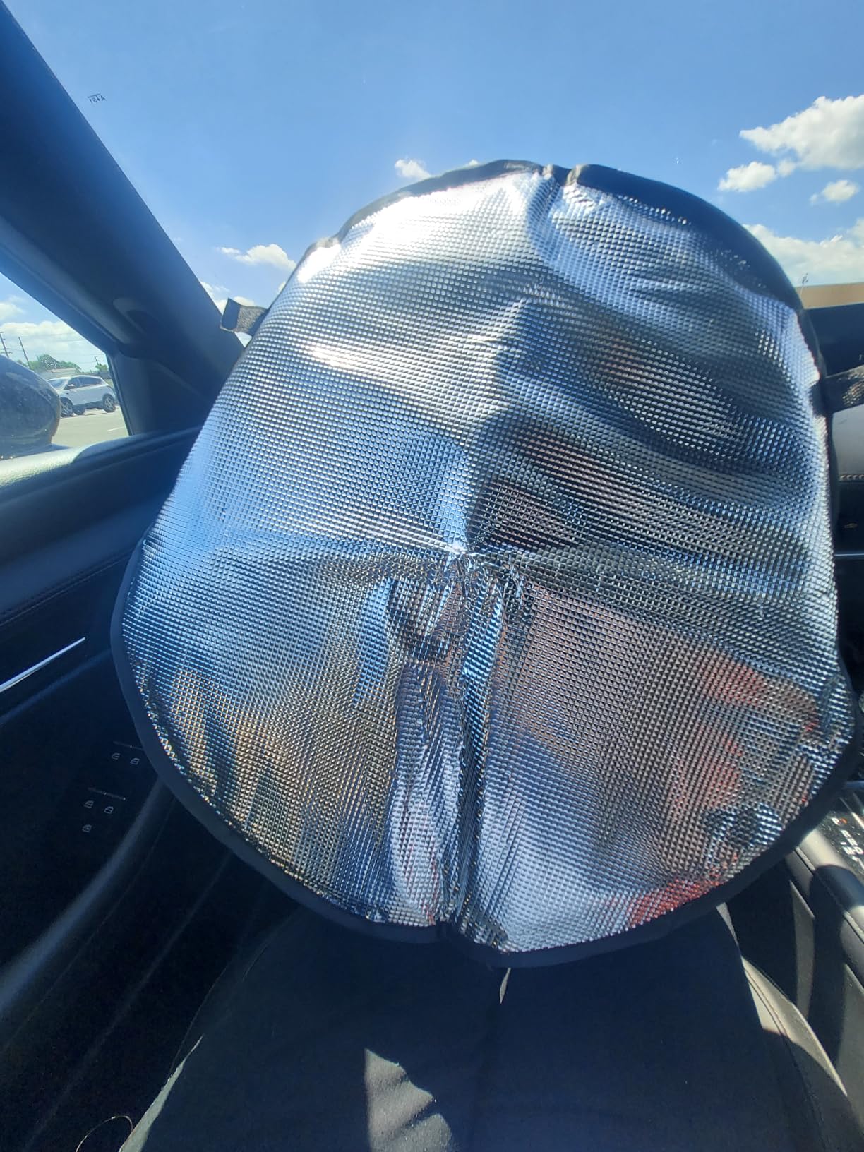 Steering Wheel Sun Shade Cover, Steering Wheel Sun Block Anti-Heat Aluminum Foil Steering Wheel Cover Steering Wheel Sun Heat Shield for SUV Truck Van customer photo 1
