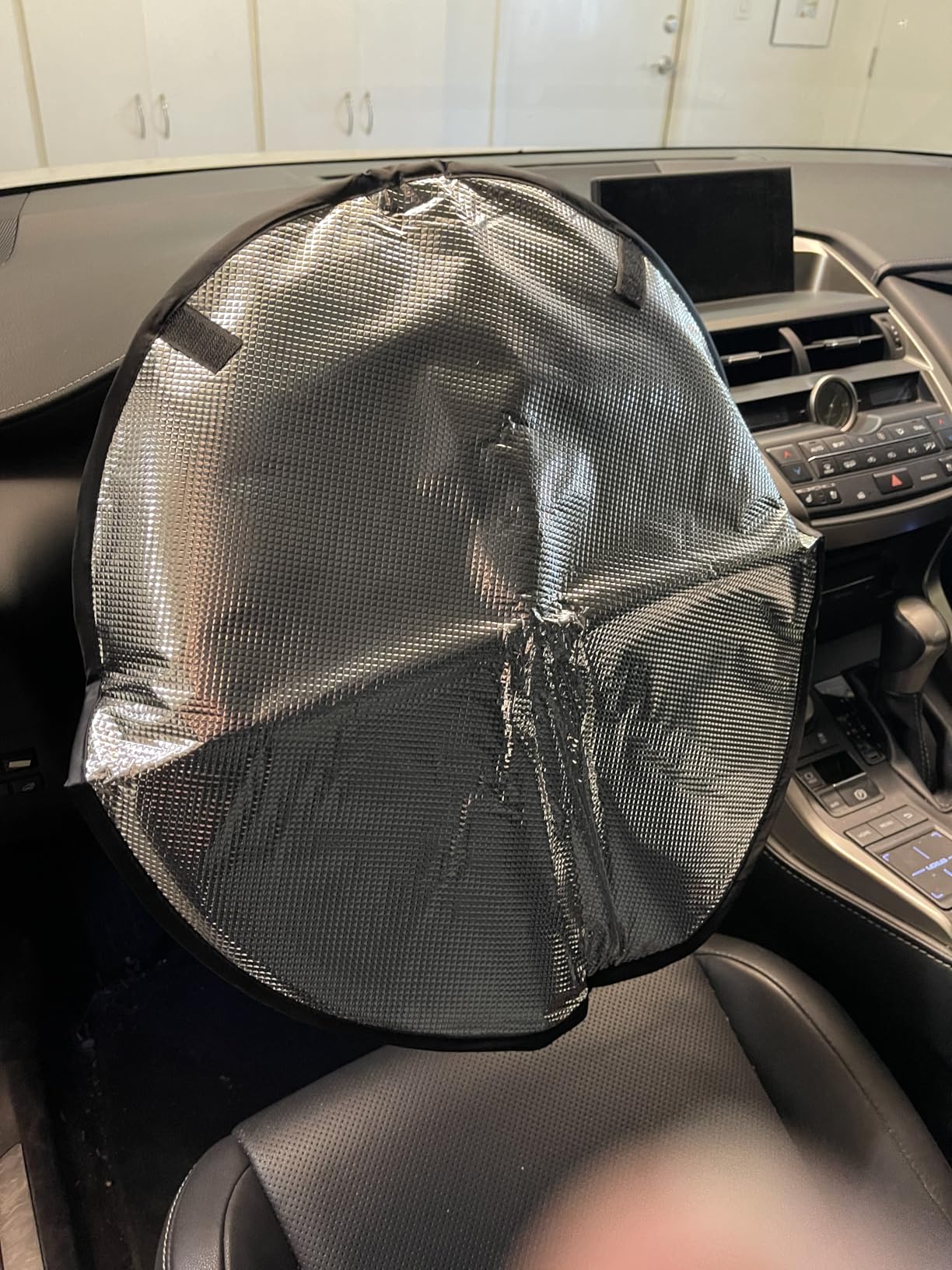 Steering Wheel Sun Shade Cover, Steering Wheel Sun Block Anti-Heat Aluminum Foil Steering Wheel Cover Steering Wheel Sun Heat Shield for SUV Truck Van customer photo 2