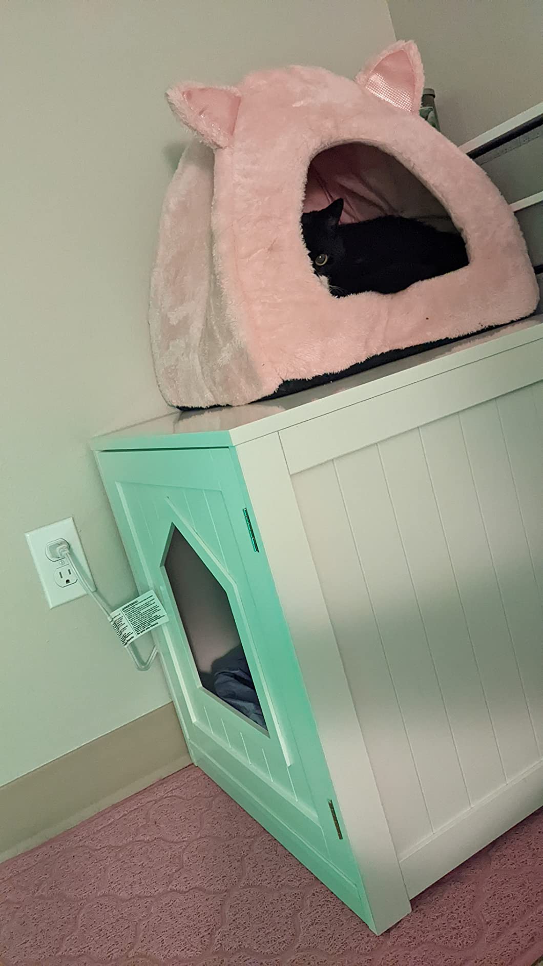Litter Box Enclosure Cat Litter Box Furniture Hidden Litter Box Furniture Indoor Box Cabinet Cat House Side Table Nightstand (White) customer photo 2