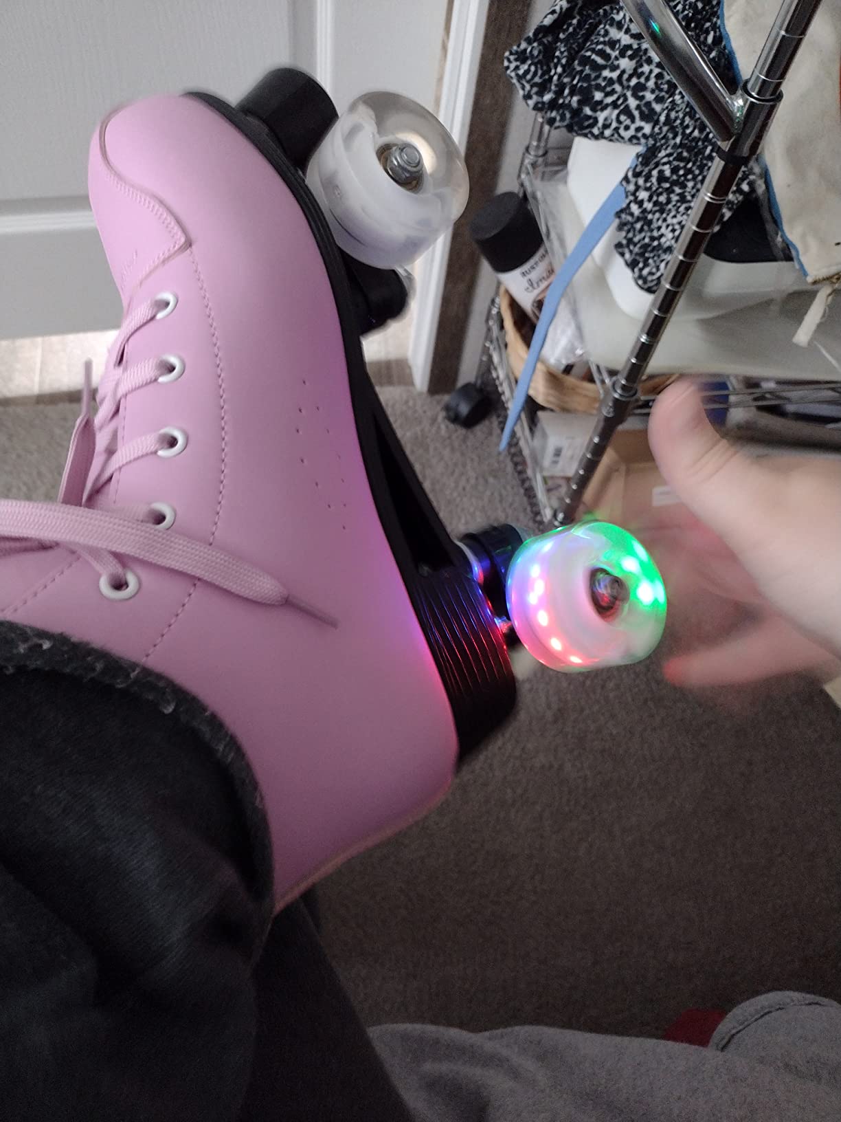 YYW Roller Skates for Women Men, High Top PU Leather Classic Double-Row Roller Skates, Indoor Outdoor Roller Skates for Beginner a Shoes Bag customer photo 2