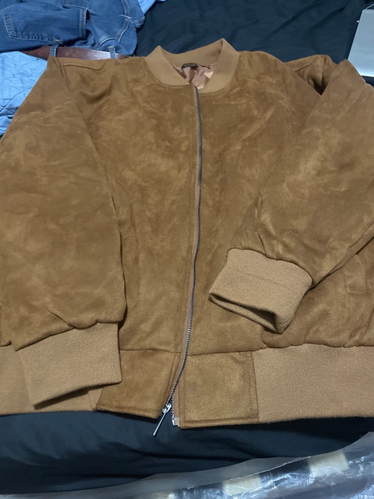 Gioberti Men's Faux Suede Bomber Jacket with Warm Light Inner Padding customer photo 1