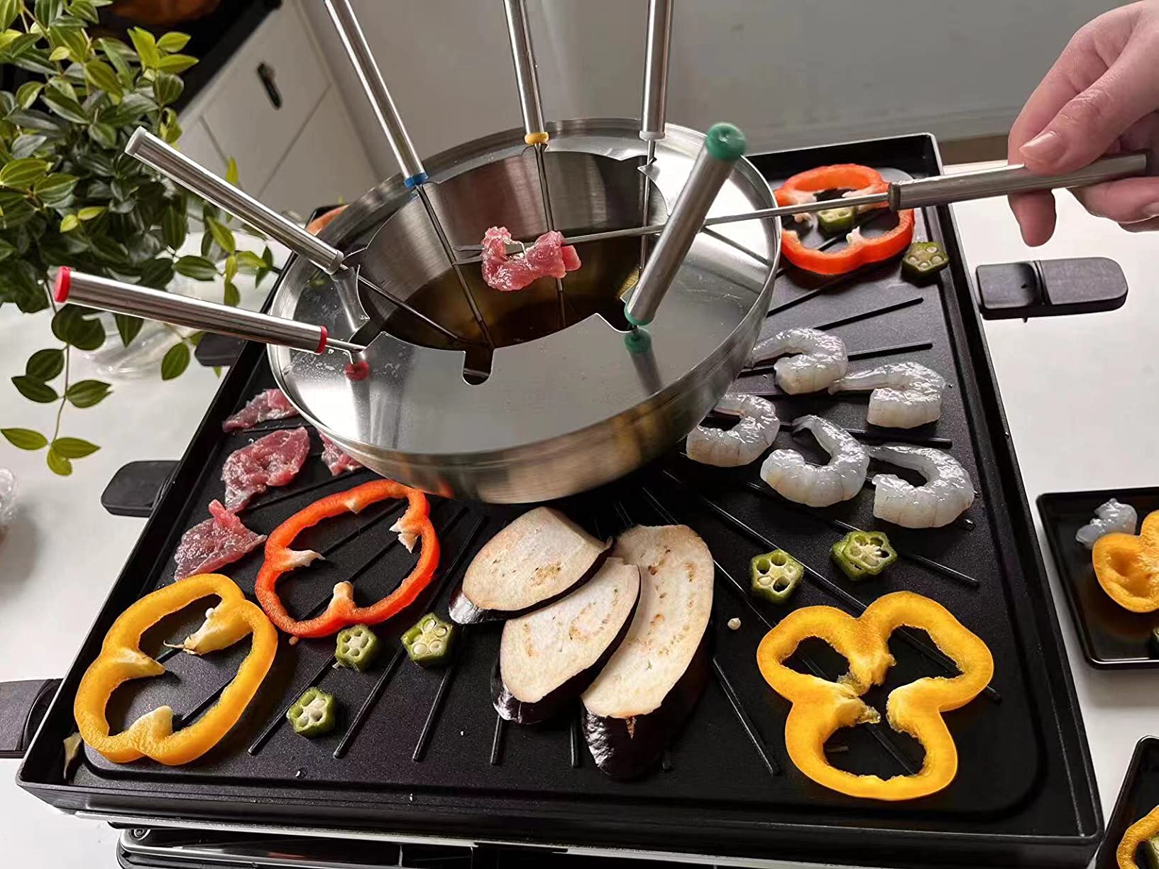GIVENEU 2-in-1 Fondue Pot & Raclette Grill Set, 8 Person, 1500W, 600ml customer photo 2