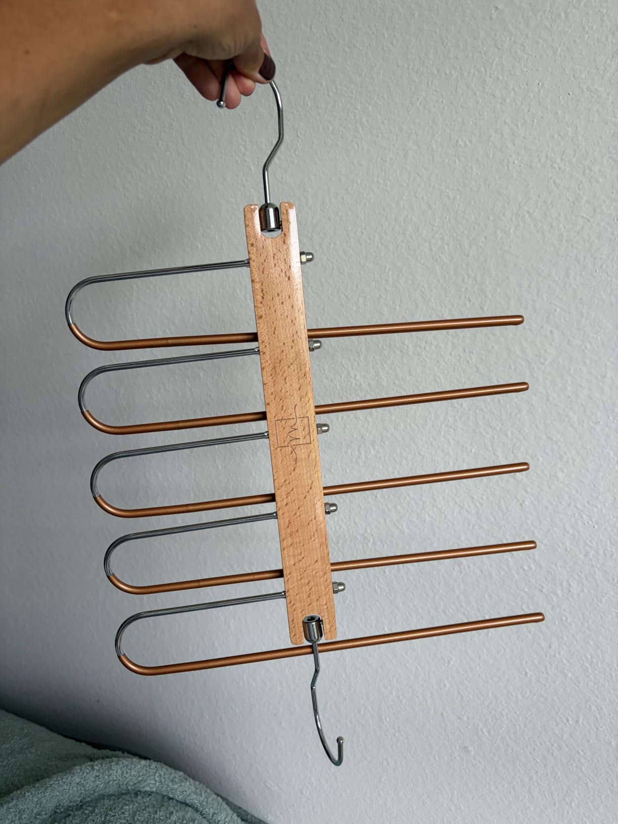 MORALVE Pants Hangers Space Saving - 2 Pack European Beechwood Scarf and Jean Hangers customer photo 2