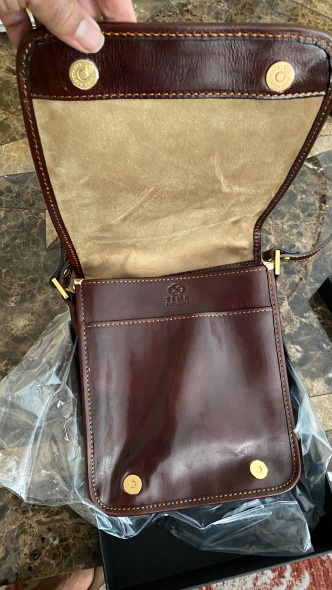 Time Resistance Italian Leather Messenger Bag for Men - Full Grain Leather Men's Crossbody Bag - Tablet Sized Shoulder Bag customer photo 2