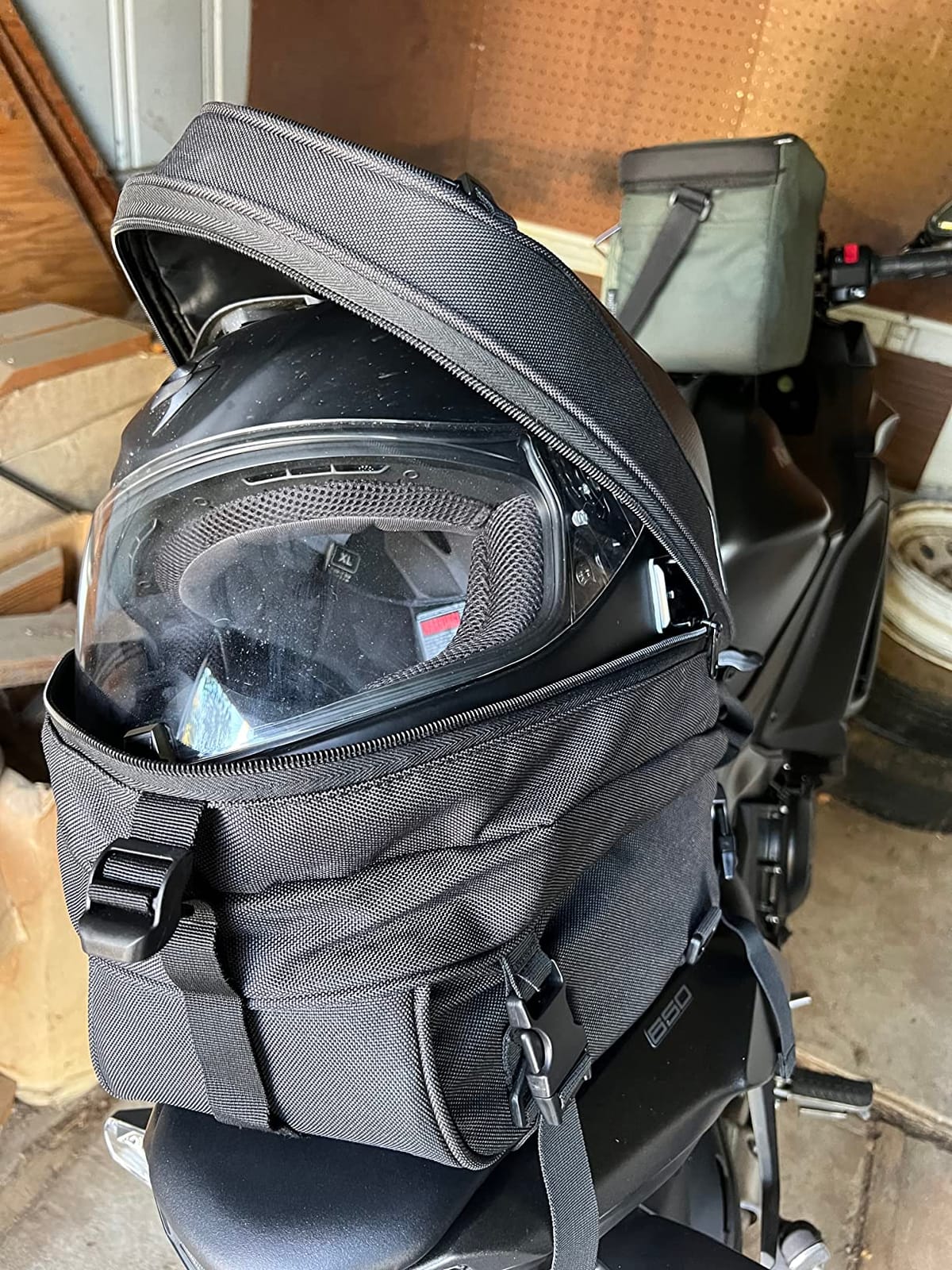 Motorcycle Tail Bag,Waterproof Seat Bag,Dual Use Backpack With Cargo Net customer photo 1