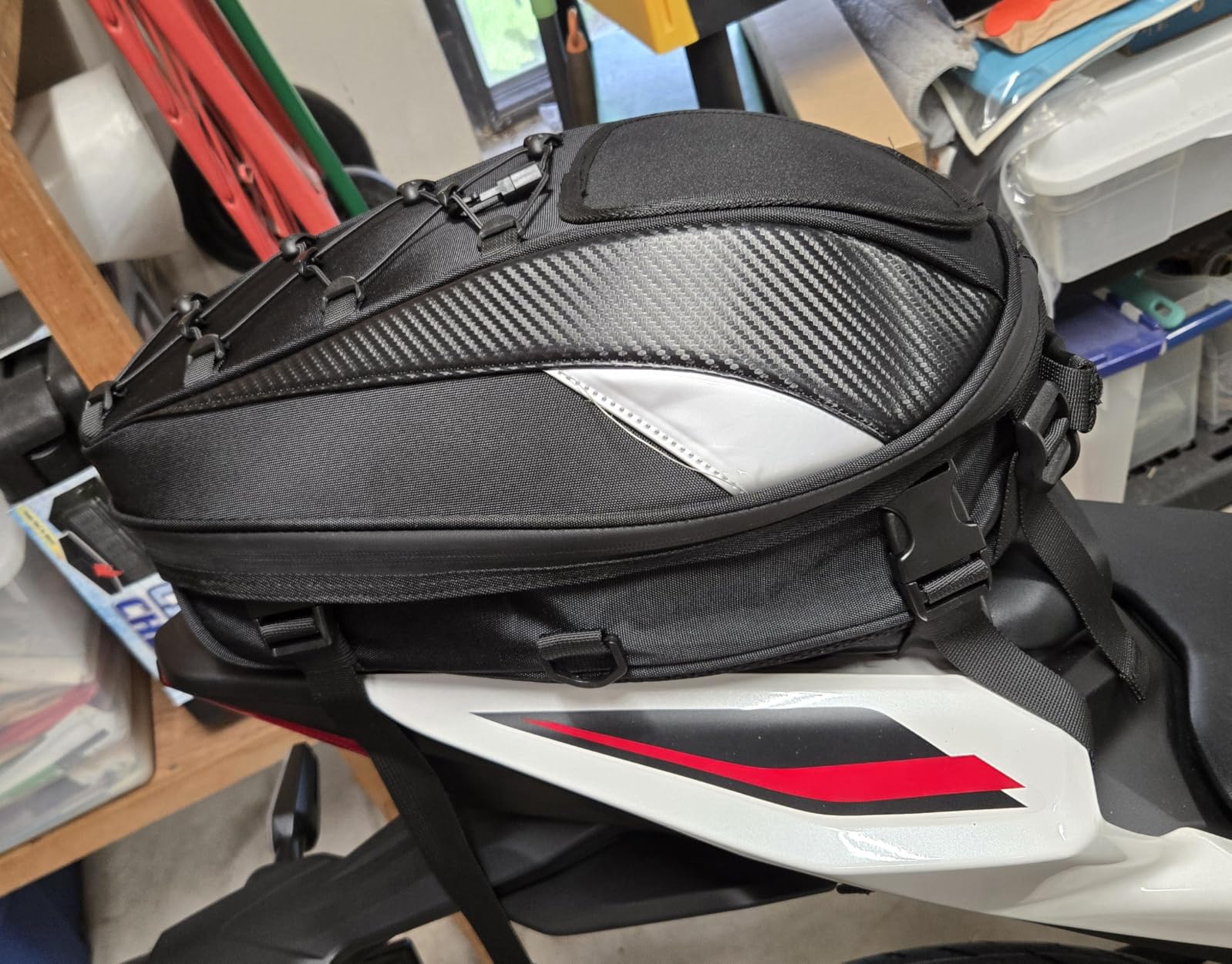 Motorcycle Tail Bag,Waterproof Seat Bag,Dual Use Backpack With Cargo Net customer photo 2