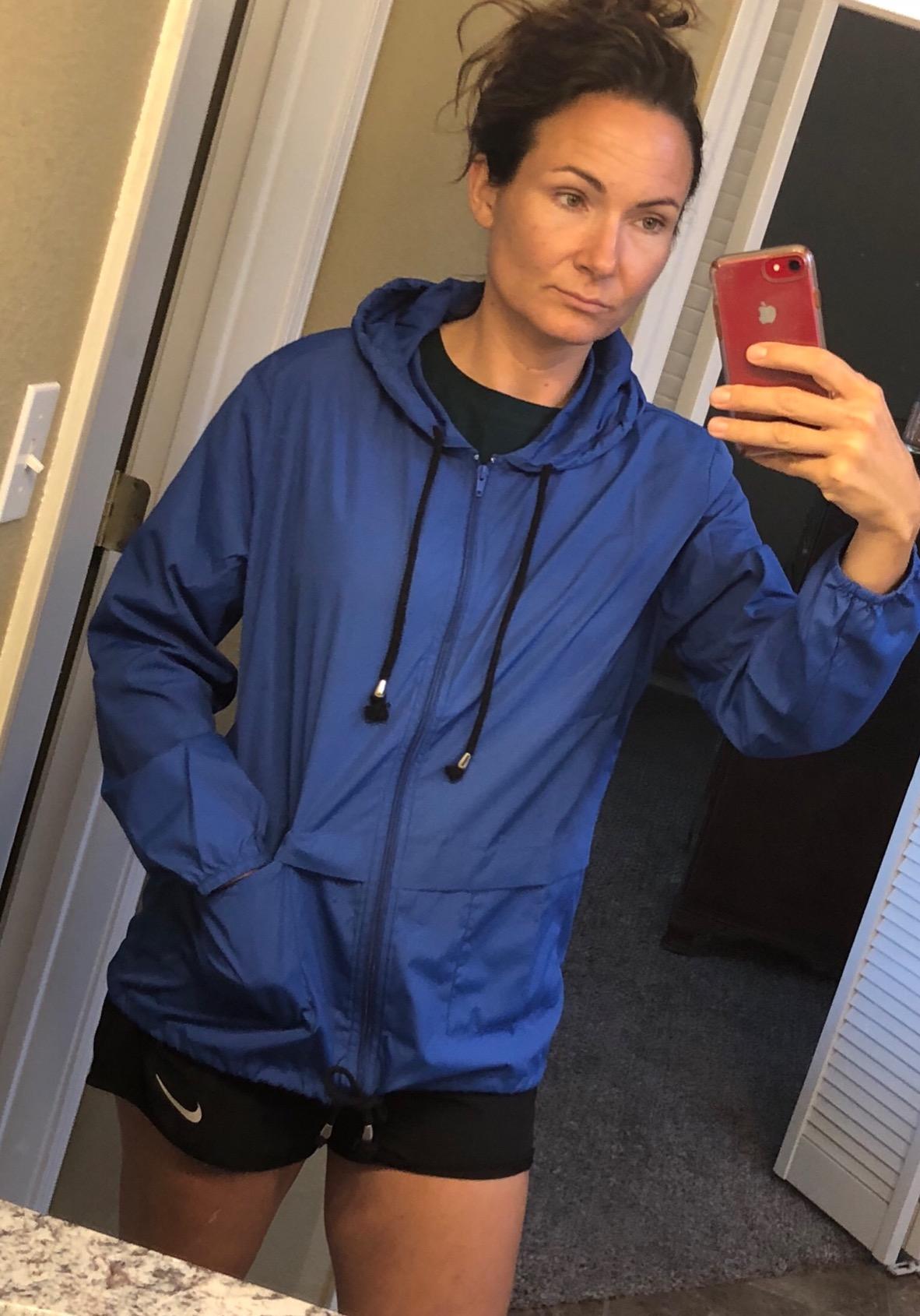 Women's Raincoat Waterproof Windbreaker Hooded Lightweight Packable Rain Jacket with Back Zipper customer photo 1