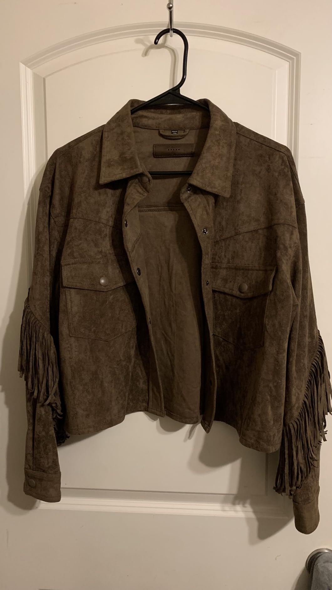 [BLANKNYC] Women's Faux Suede Fringe Jacket customer photo 2