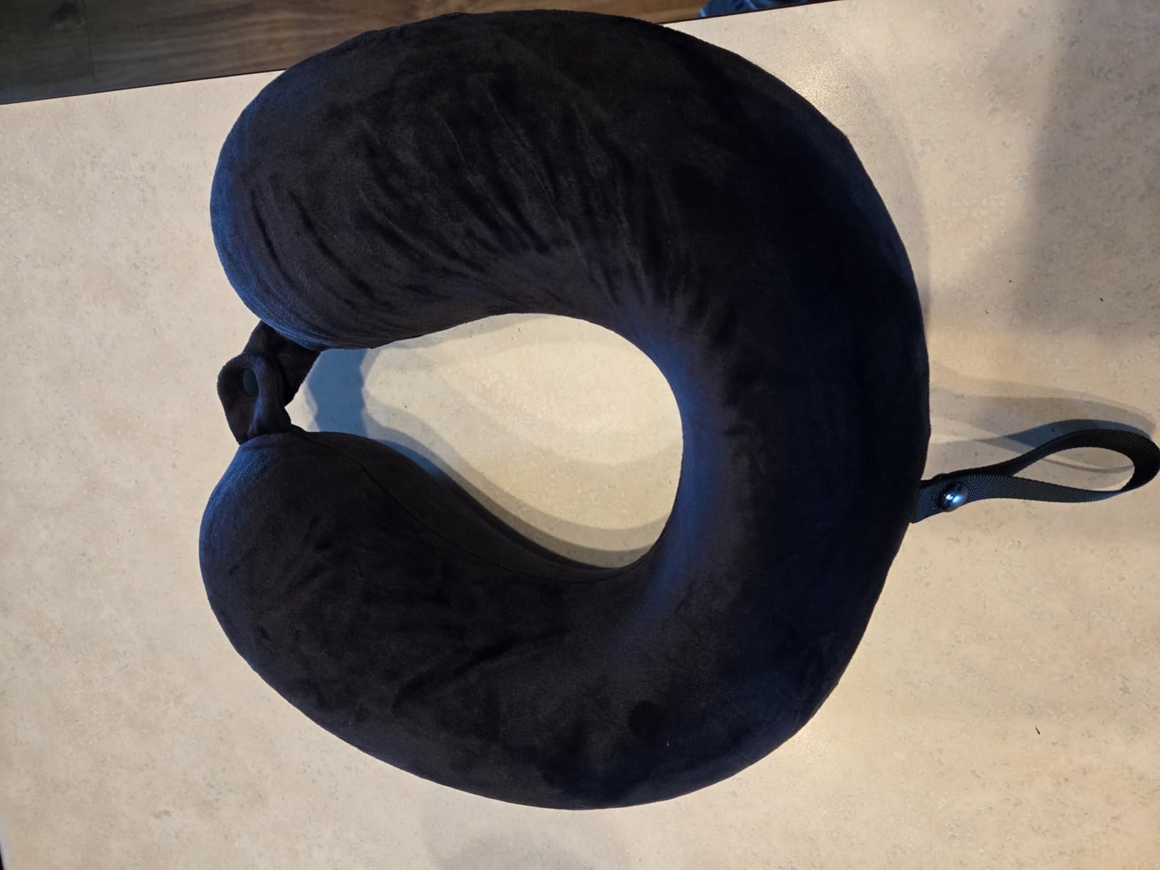 Fabuday Memory Foam Travel Pillows for Airplanes - Neck Pillow for Traveling with Attachable Snap Strap Soft Washable Cover, Flight Pillow for Sleeping, Car, Home, Office, Black customer photo 2