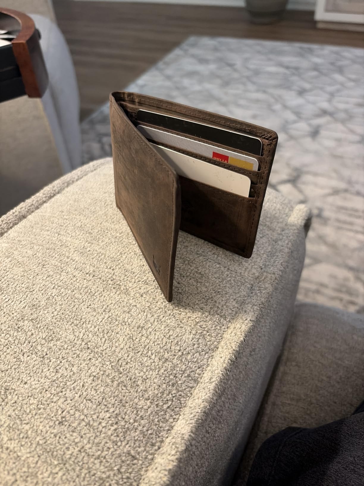 Real Leather Mens Bifold Wallet RFID Blocking Slim Minimalist Front Pocket - Thin & Stylish with ID Window in Gift Box (Crazy Horse, Moss) customer photo 1
