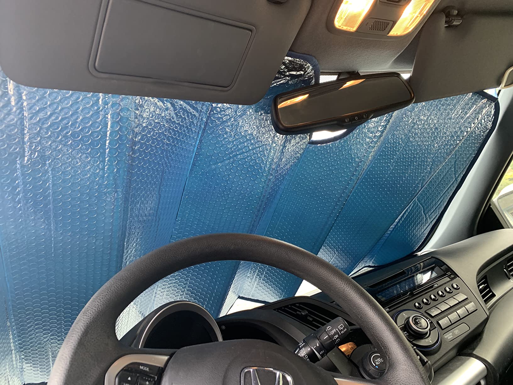 BDK Iridescent Matte Black Front Windshield Sunshade Accordion Folding Style Auto Shade for Car Truck SUV Van Blocks UV Rays Sun Visor Protector Easy Setup Keeps Your Vehicle Cool - 58 x 27 inches customer photo 2