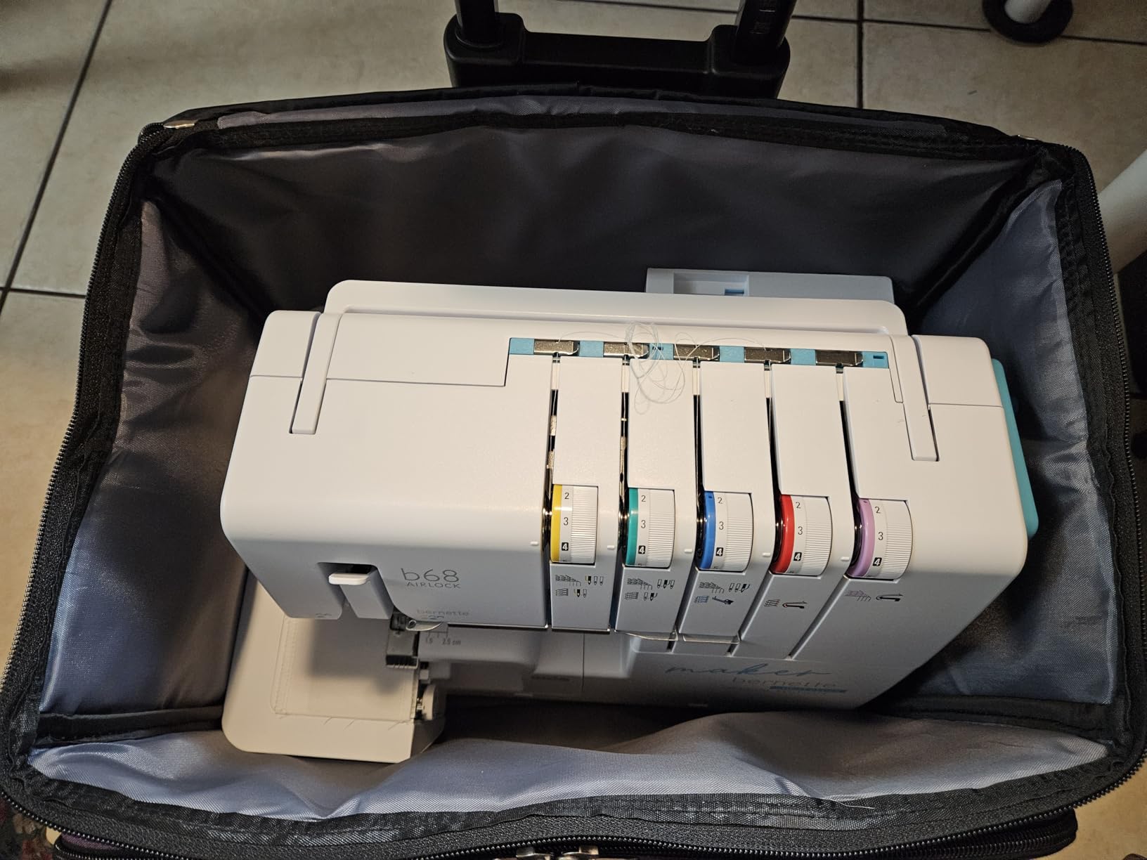 CAB55 Rolling Sewing Machine Case, Detachable Rolling Sewing Machine Carrying Case on Wheels, Trolley Tote Bag with Removable Bottom Wooden Board for Most Standard Sewing Machine and Accessories customer photo 1