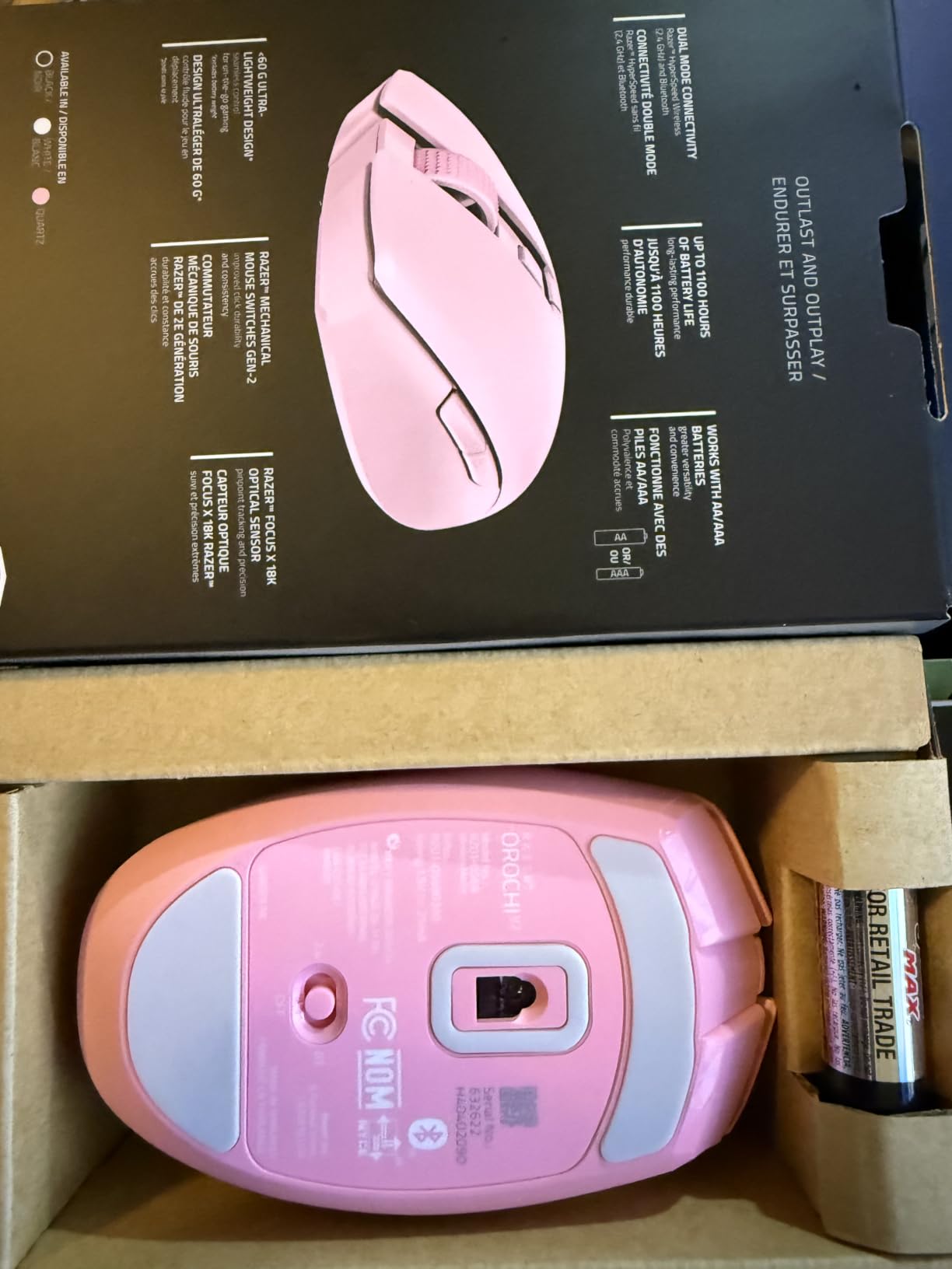 Razer Orochi V2 Wireless Gaming Mouse, 950 Hr Battery, 60g, White customer photo 2
