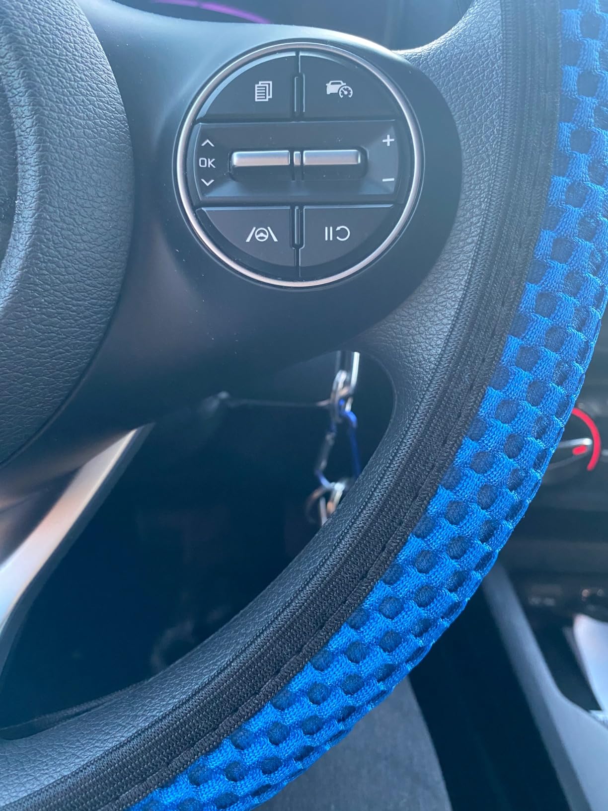 Moly Magnolia 15 Inch Steering Wheel Cover, Microfiber Ice Silk, Blue customer photo 1