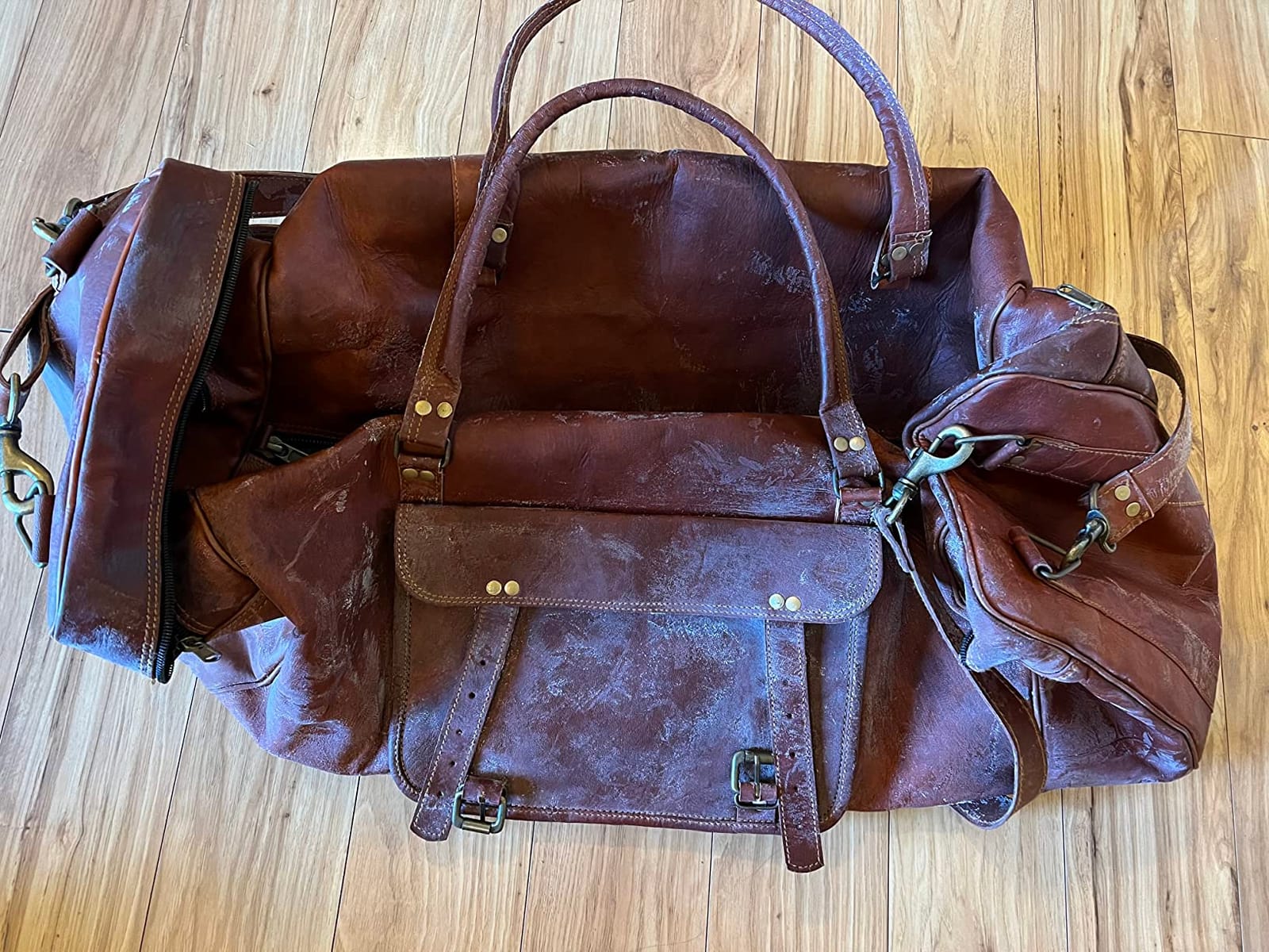 Leather 24 Inch Luggage Handmade Duffel Bag Carryall Weekender Travel Overnight Gym Sports Carry On Duffel Bag For Men And Women customer photo 1