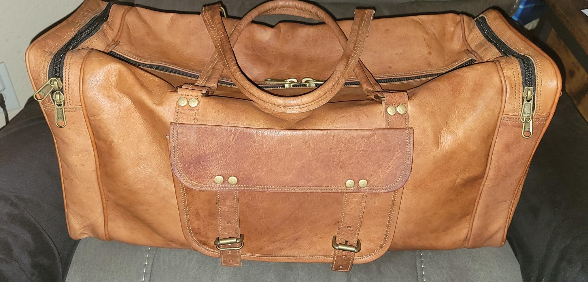 Leather 24 Inch Luggage Handmade Duffel Bag Carryall Weekender Travel Overnight Gym Sports Carry On Duffel Bag For Men And Women customer photo 2