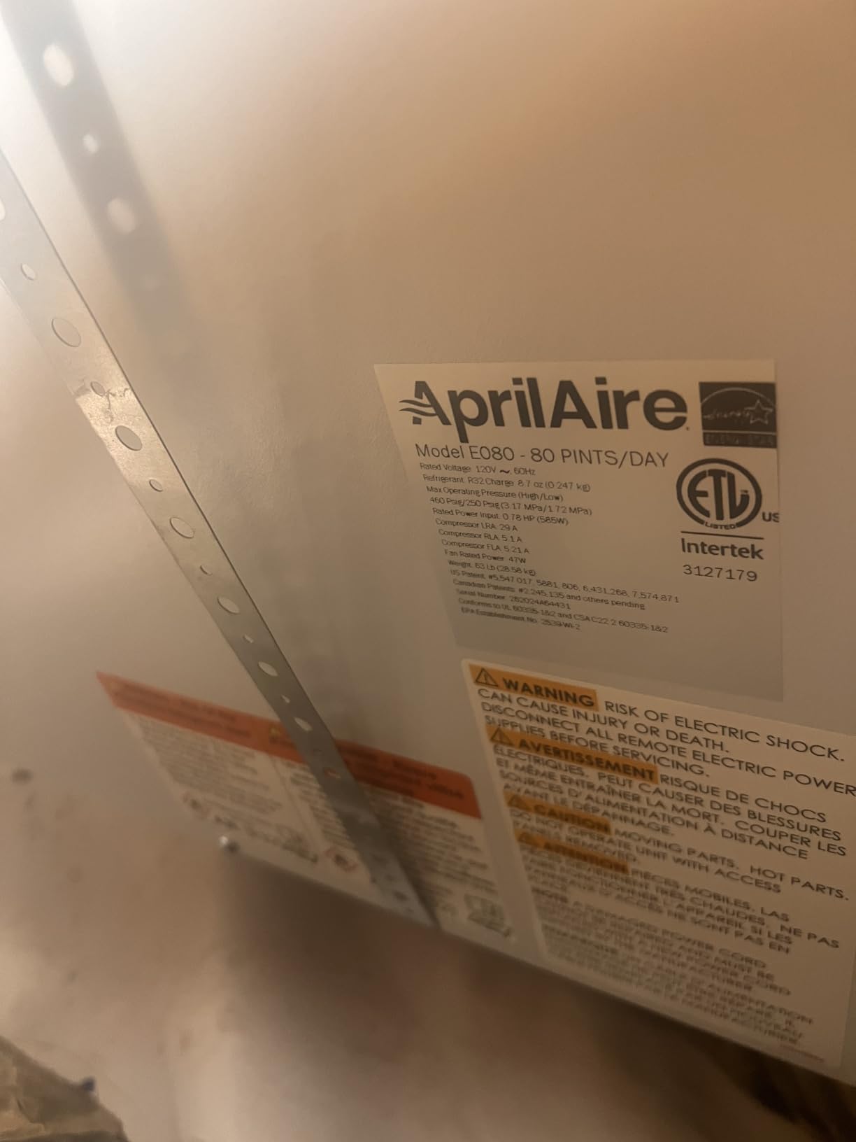 AprilAire E080 Pro 80-Pint Whole-House Dehumidifier, Energy Star Certified, Commercial-Grade for Basement, Crawlspace or Whole House up to 4,400 sq. ft. customer photo 1