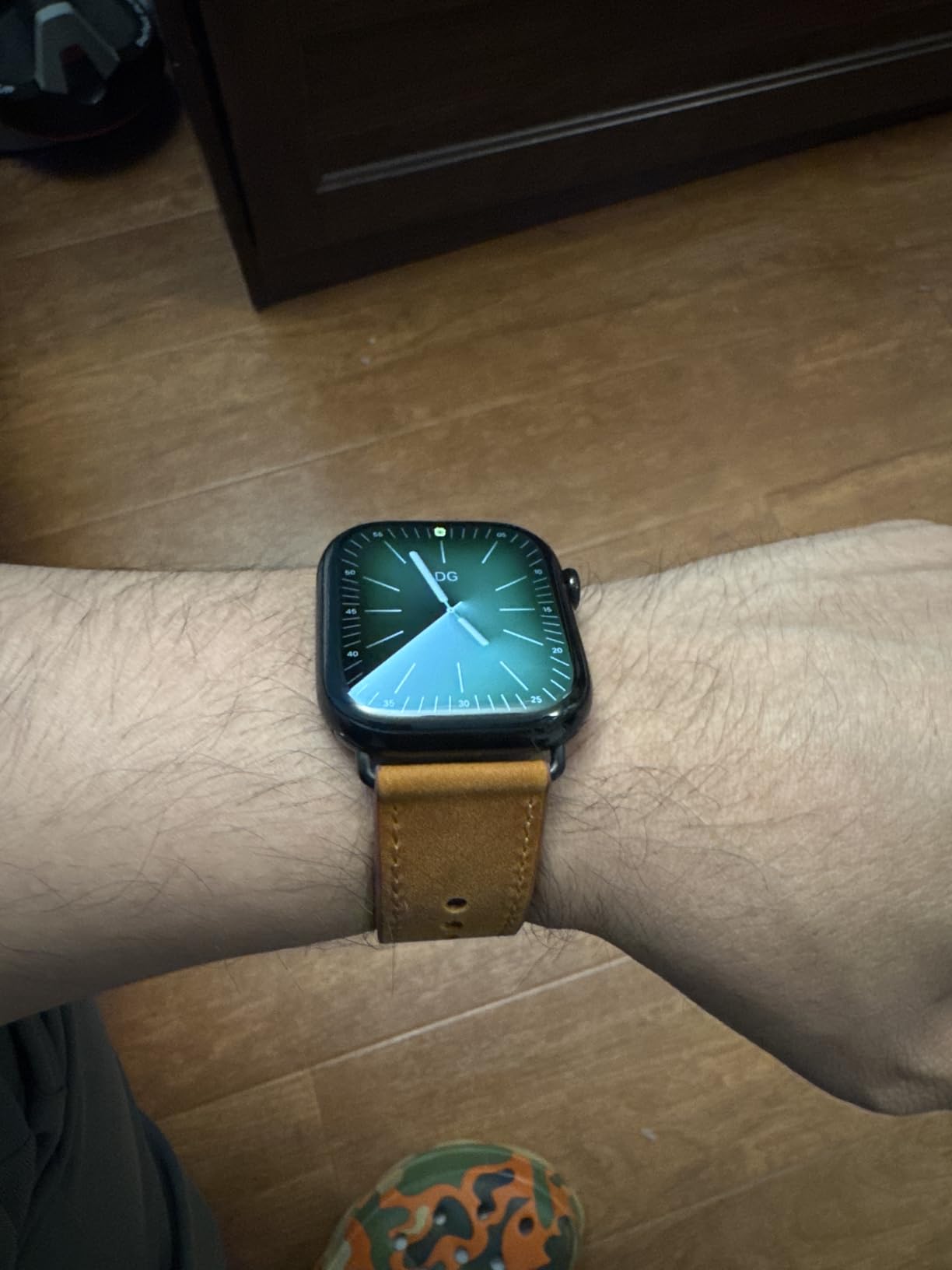 OUHENG Band Compatible with Apple Watch Band 46mm/45mm/44mm/Ultra 49mm Men | Genuine Leather Strap for iWatch Ultra 3/2/1 & SE 3/2/1 Series 11 10 9 8 7 6 5 4 3 2 1 (Retro Brown/Black) customer photo 1