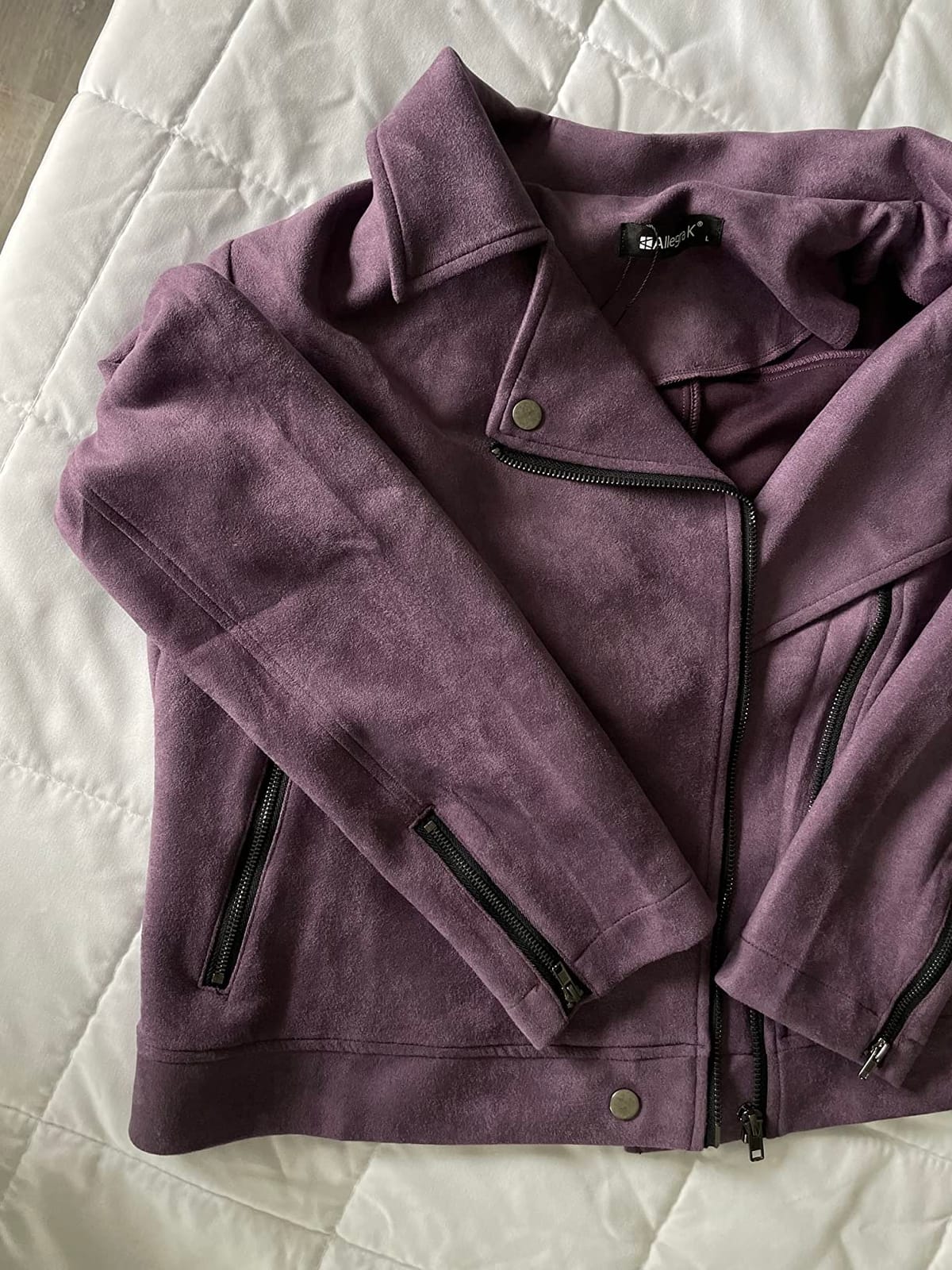 Allegra K Women's Faux Suede Jacket Long Sleeve Zip Up Lapel Outerwear customer photo 1